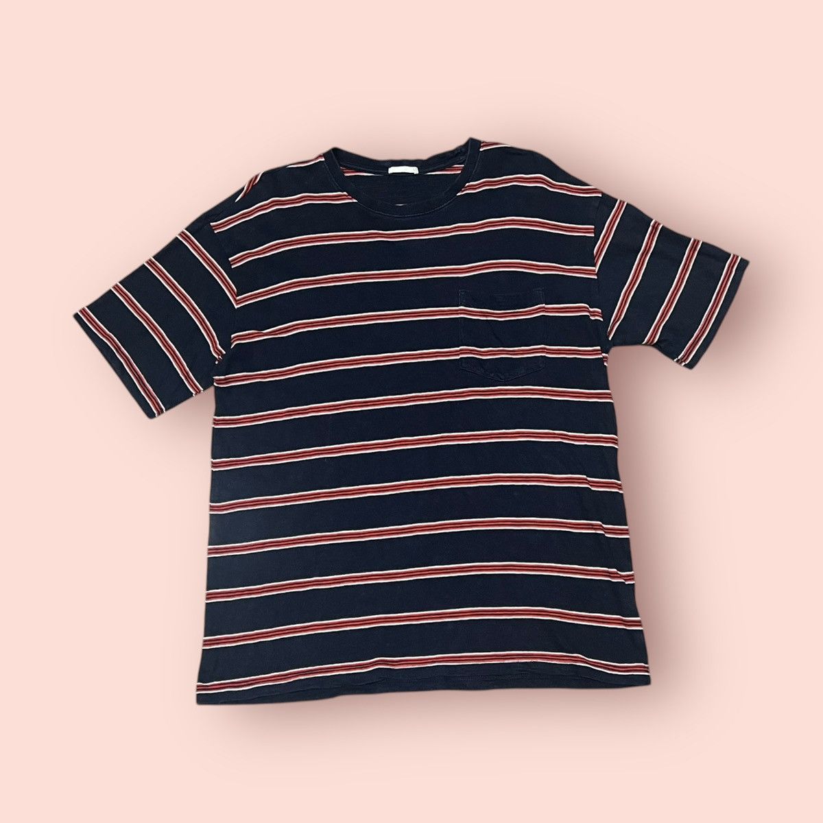 Japanese Brand × Jun Takahashi × Uniqlo VINTAGE GU STRIPED BOXY POCKET TEE Size US L / EU 52-54 / 3 - 4 Thumbnail