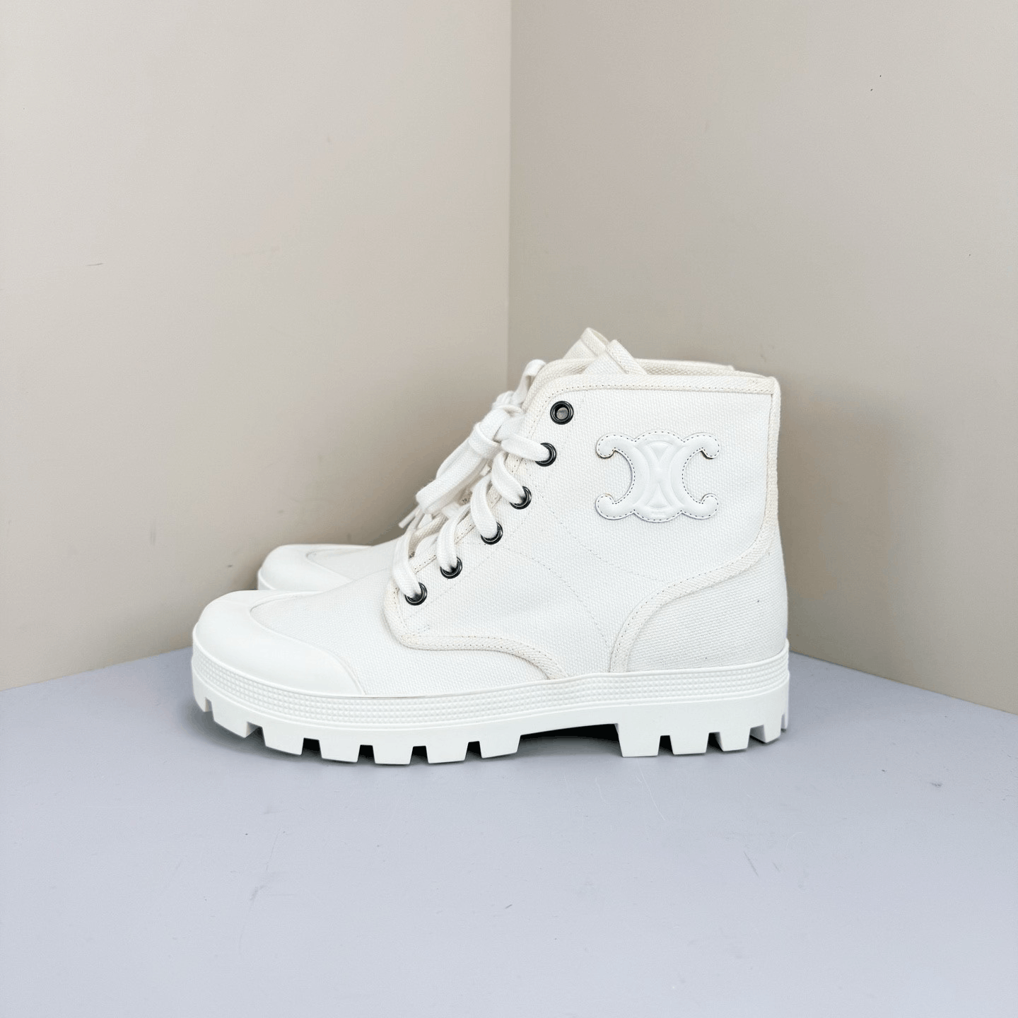 Celine Celine Triomphe Leather Logo Canvas Boots Size US 6 / IT 36 - 1 Thumbnail
