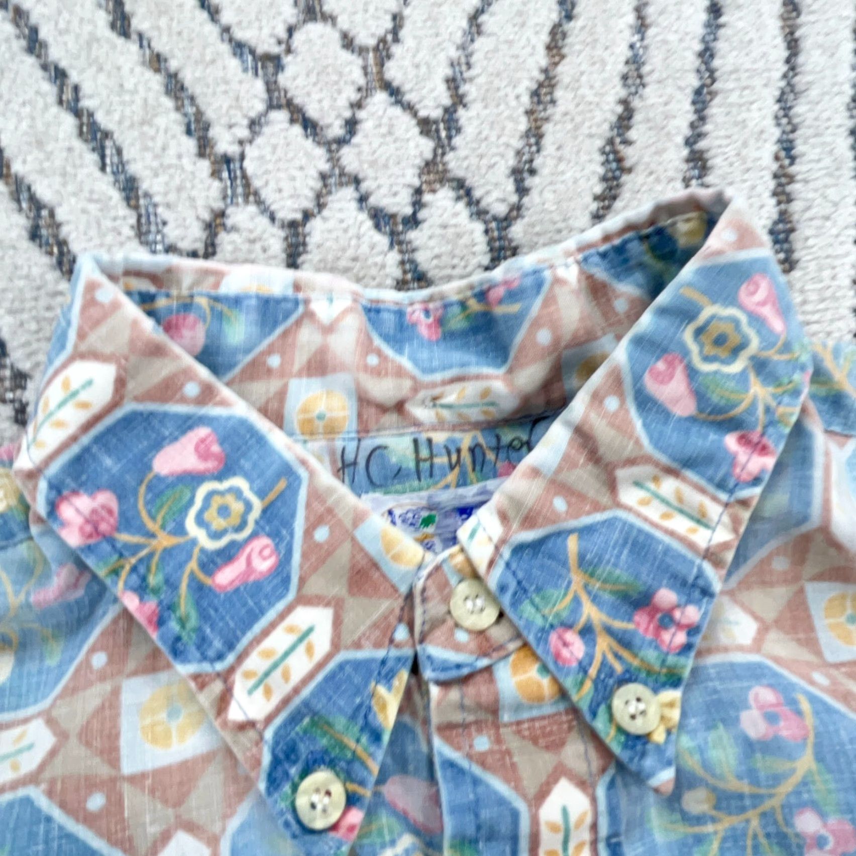 Reyn Spooner VINTAGE Reyn Spooner Polo Shirt Men Large Blue Floral 90s Faded Worn Size US L / EU 52-54 / 3 - 7 Thumbnail