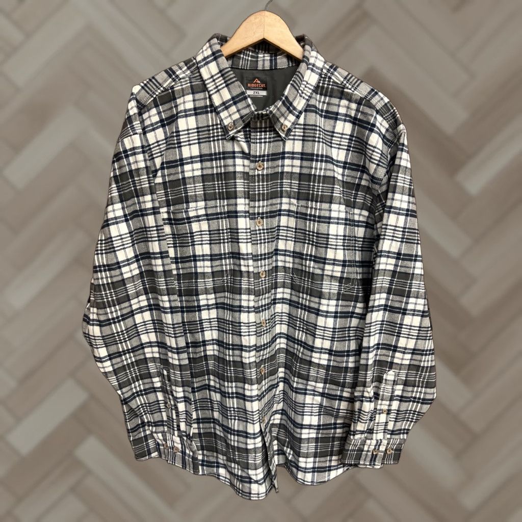 Vintage RIDGECUT TOUGHWEAR Shirt Work Plaid Flannel Gray 2XL MENS Button-Up Long Sleeve Casual 2XL Mens Size US XXL / EU 58 / 5 - 1 Thumbnail