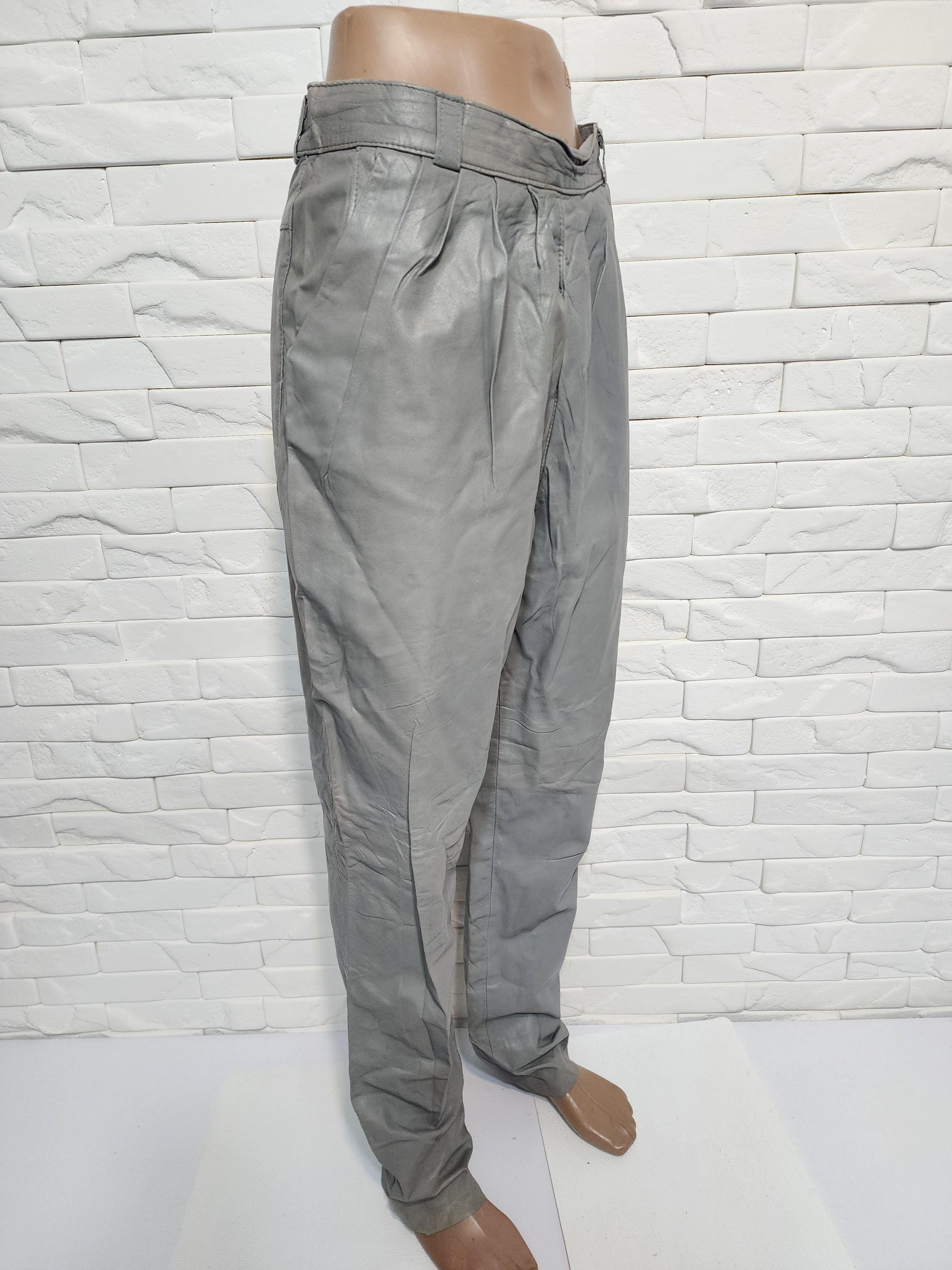 Genuine Leather Gray Women's Leather Pants. Size 27" / US 4 / IT 40 - 3 Thumbnail