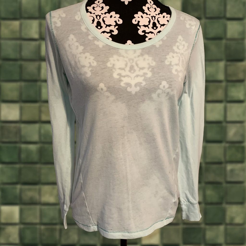 Gap Gap Shirt Womens Small Teal Cotton Scoop Neck Long Sleeve Stretch Tee - 259 Size S / US 4 / IT 40 - 1 Thumbnail