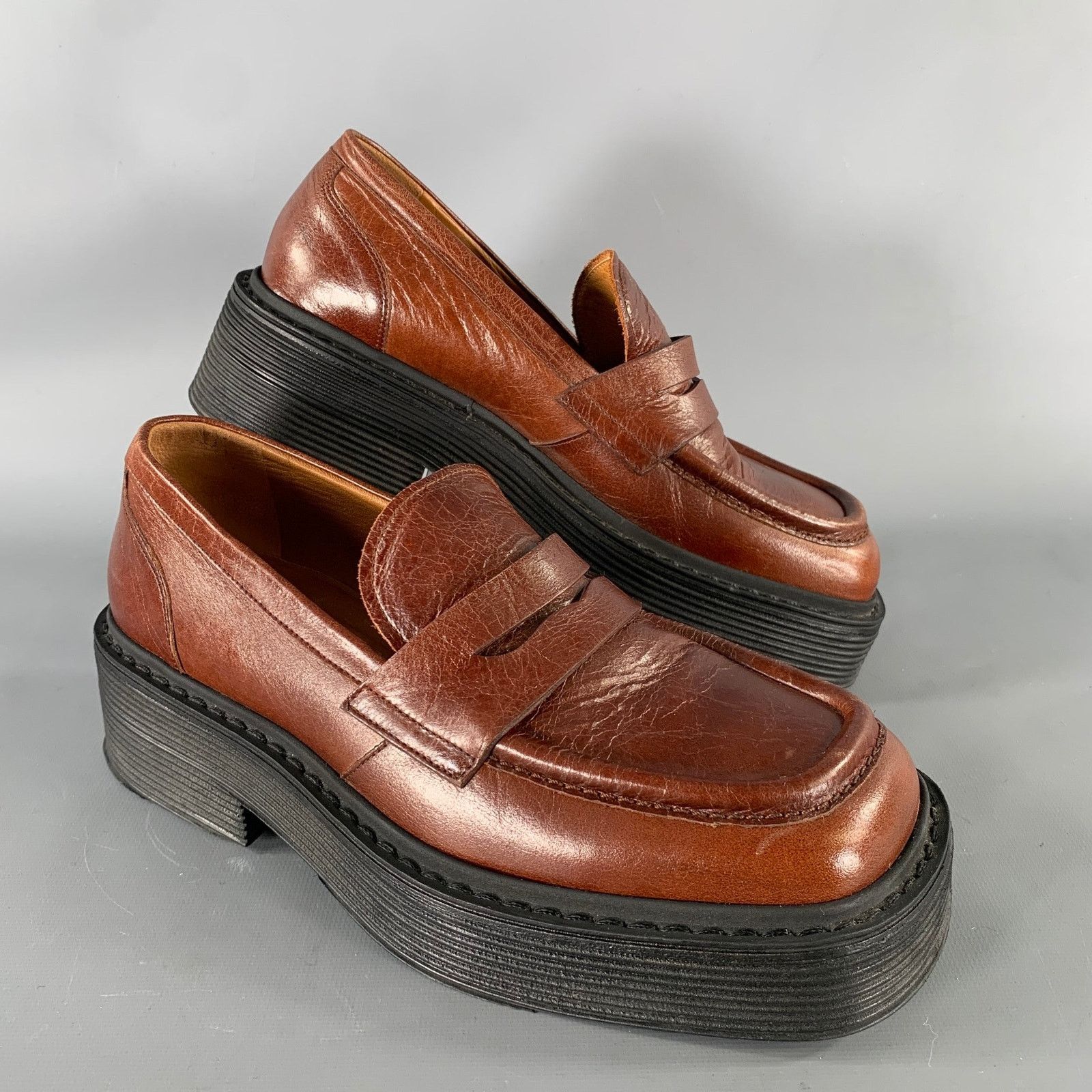 Marni MARNI Size 9 Brown Leather Square Toe Loafers Size US 9 / IT 39 - 1 Thumbnail