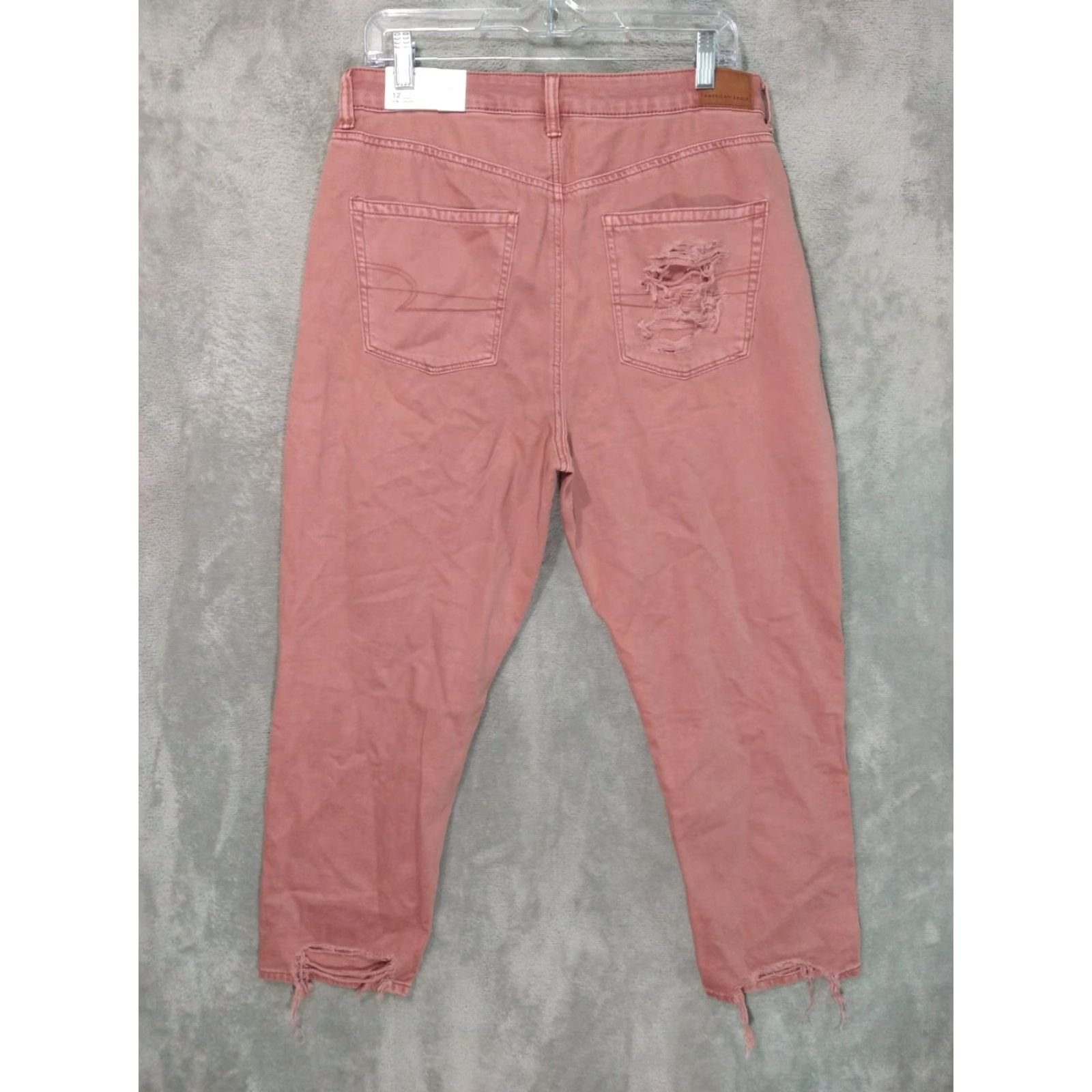 American Eagle Outfitters American Eagle High Rise Distressed Mom Jeans Women 12 Short Red Denim Size 34" / US 12 / IT 48 - 2 Thumbnail