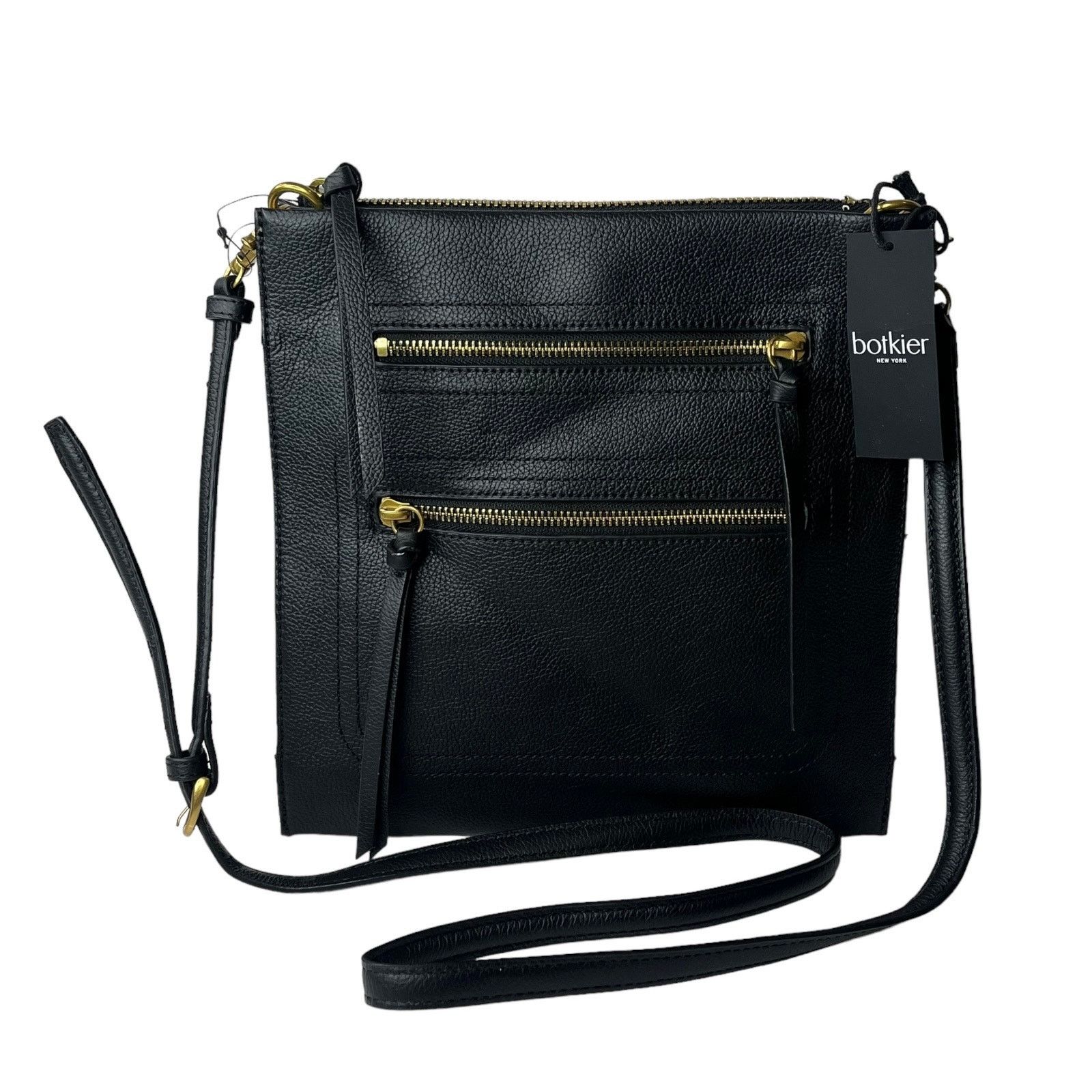 NEW Botkier Chelsea Pancake Black LEATHER CROSSBODY HANDBAG