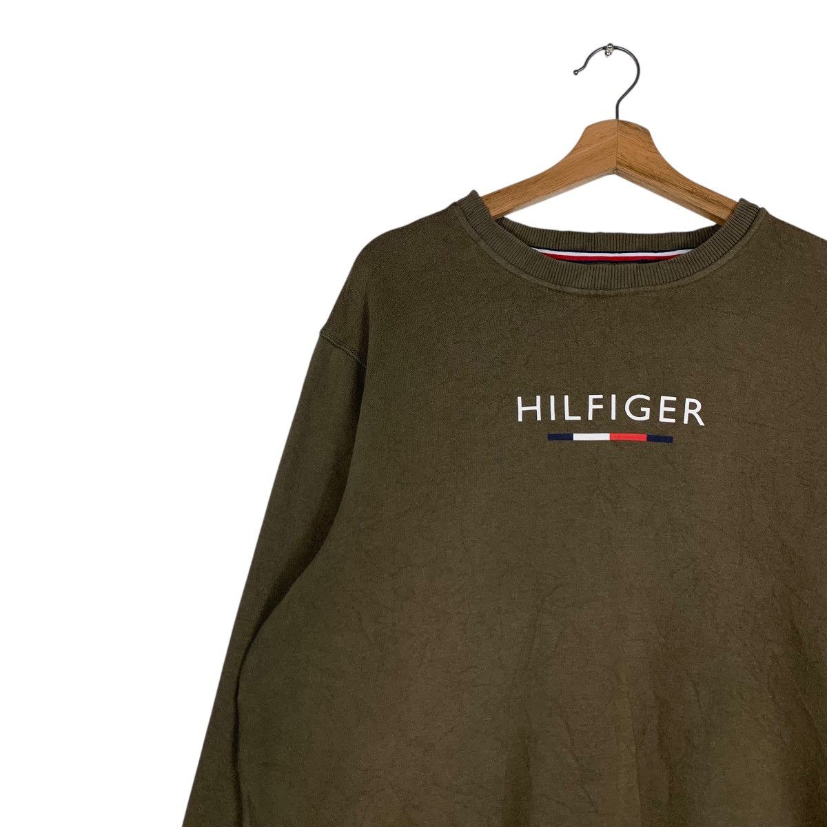Tommy Hilfiger TOMMY HILFIGER Big Logo Olive Sweatshirt #1467-C66 Size US L / EU 52-54 / 3 - 4 Thumbnail
