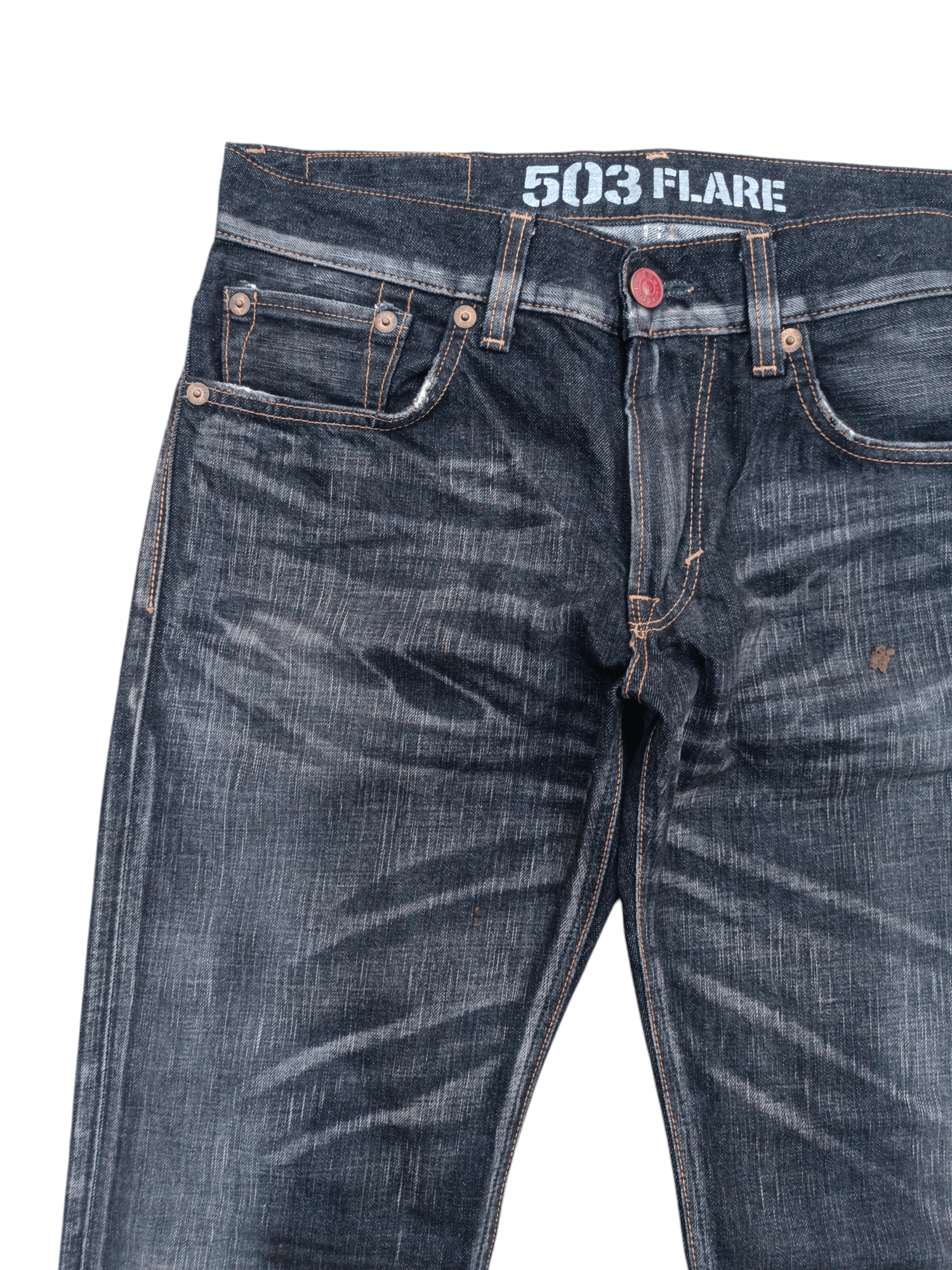 Edwin EDWIN 503 FLARE FADED & RUSTY PUNK STYLE WHISKERS DENIM Size US 34 / EU 50 - 8 Thumbnail
