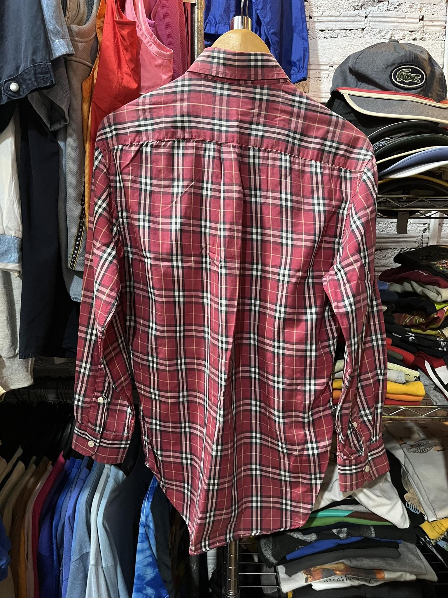Burberry × Vintage Burberry Nova Check Magenta Shirt 90s Size US S / EU 44-46 / 1 - 2 Thumbnail