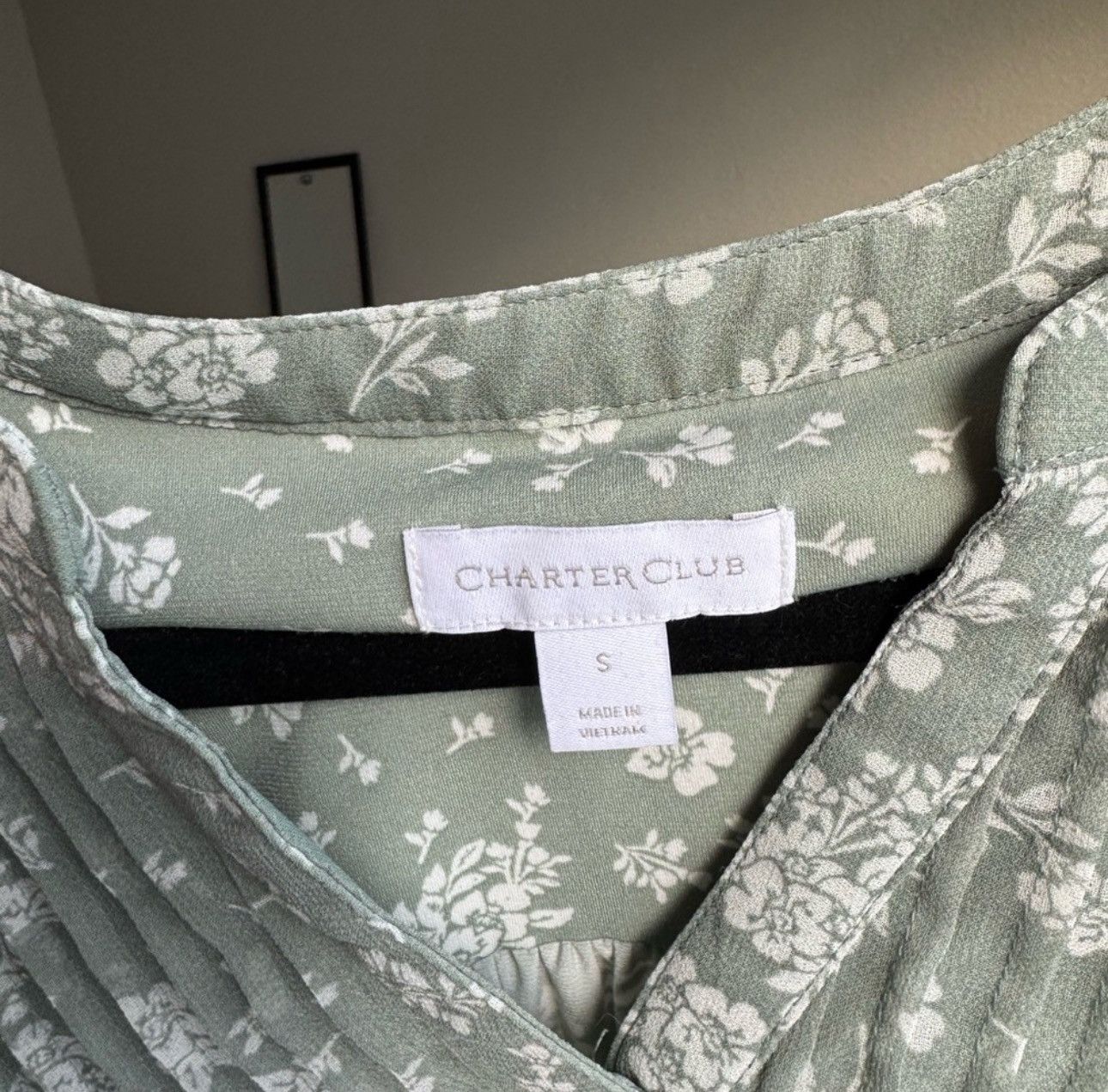Charter Club Charter Club Sage Floral Pintuck Women's Blouse Size Small Size S / US 4 / IT 40 - 3 Thumbnail