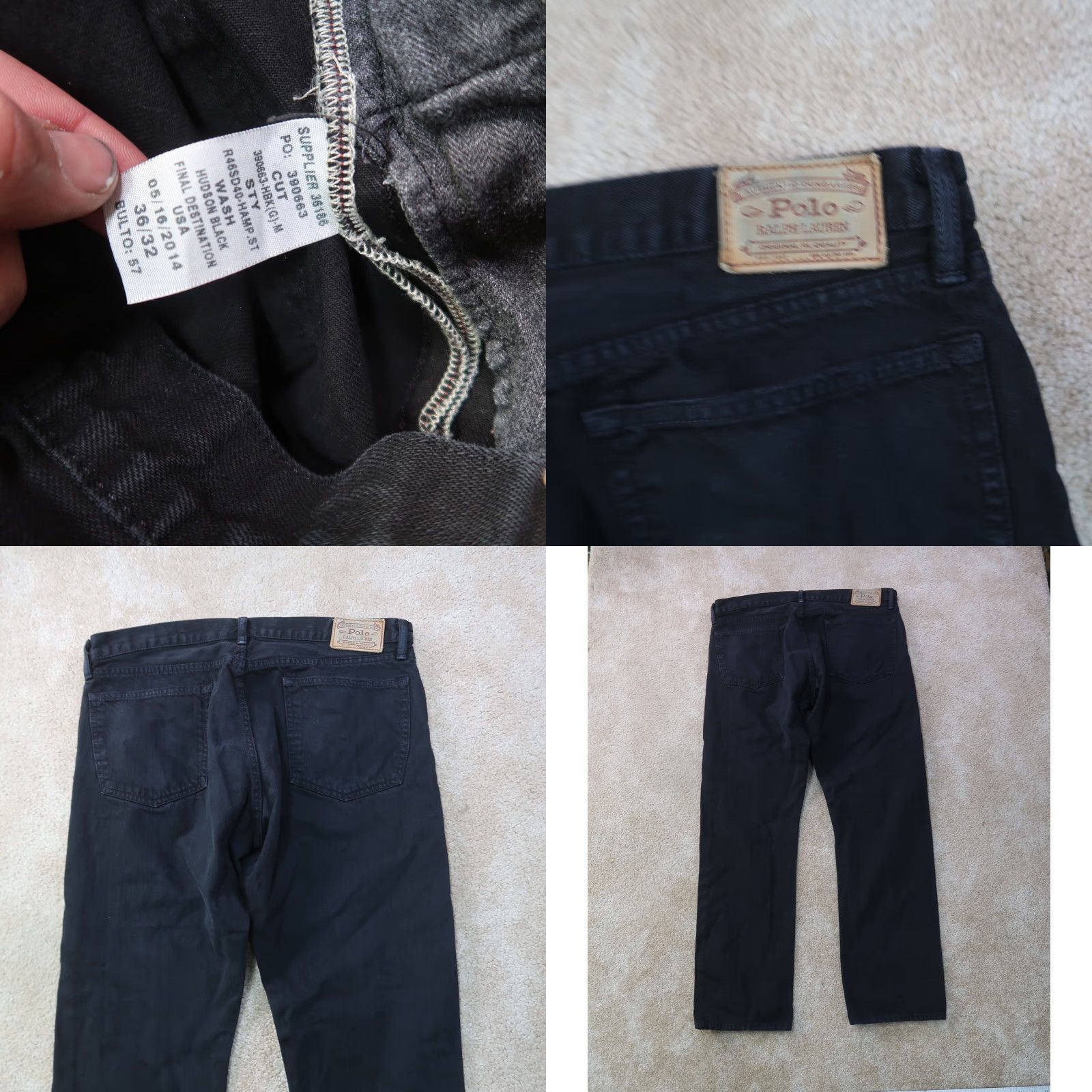 Polo Ralph Lauren Polo Ralph Lauren Jeans Men 36x32 Black Denim Straight 5-Pocket Classic Belt Loops Zipper/Button Vintage No Size US M / EU 48-50 / 2 - 8 Thumbnail