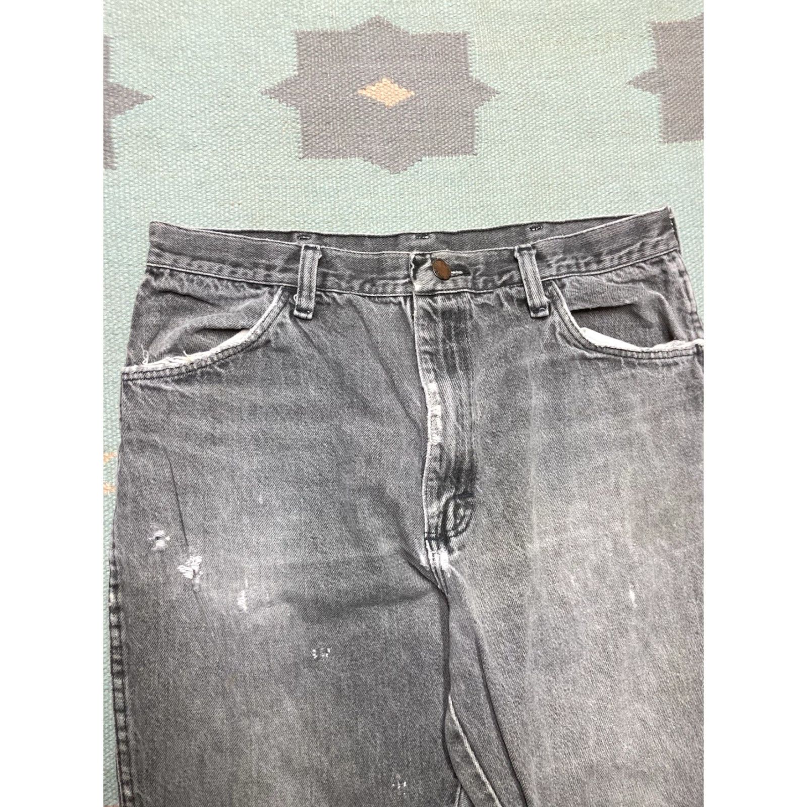 Vintage VINTAGE Rustler Jeans Distressed Grunge Straight Leg Black 32x31 Men Size US 32 / EU 48 - 5 Thumbnail