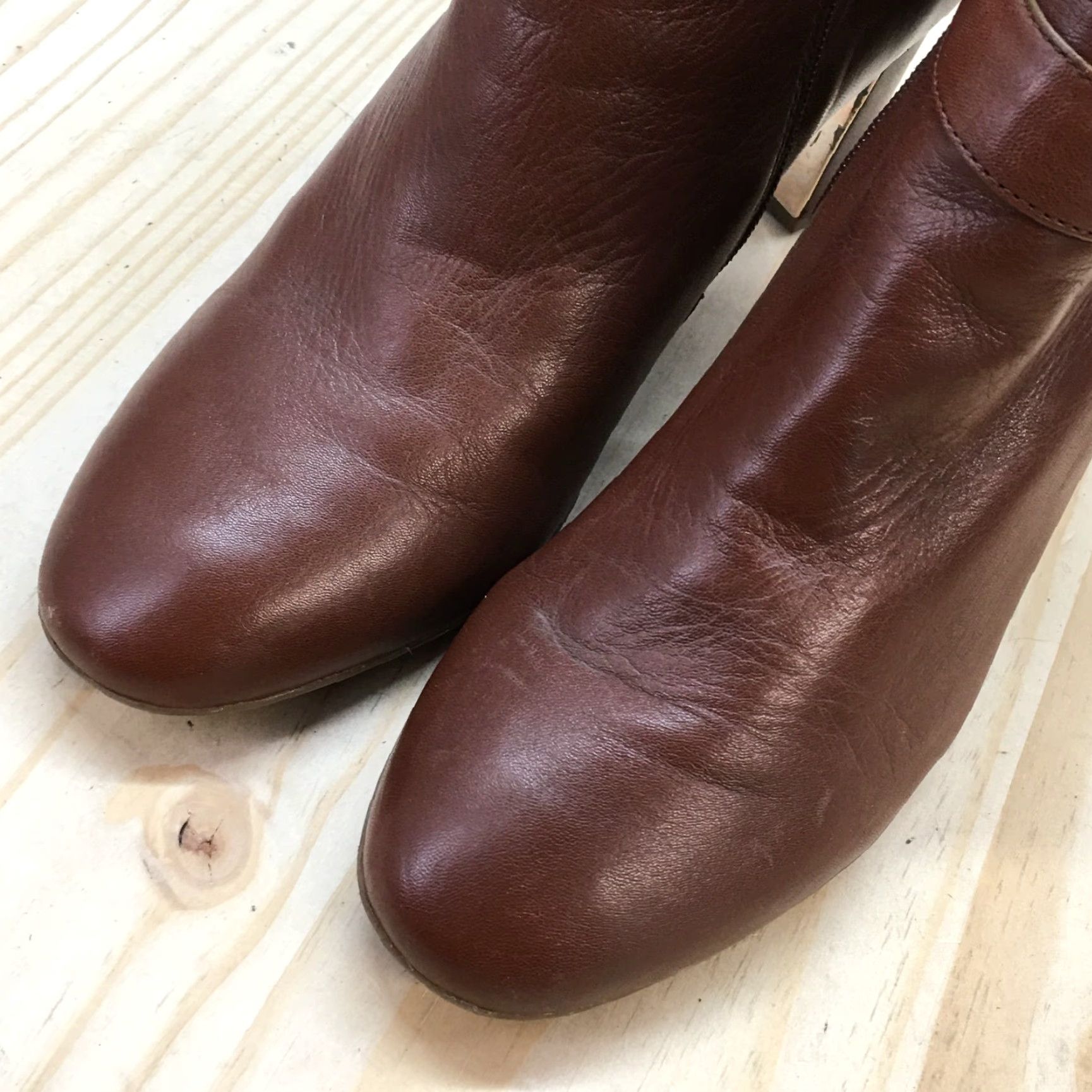 Vintage Aerosoles Boots Womens 9.5 M Third Ave Ankle Booties Heels Brown Leather Zip - Bootie, Shoes, Women's, Brown, Leather, Zip, 9.5M Size US 10 / IT 40 - 4 Thumbnail
