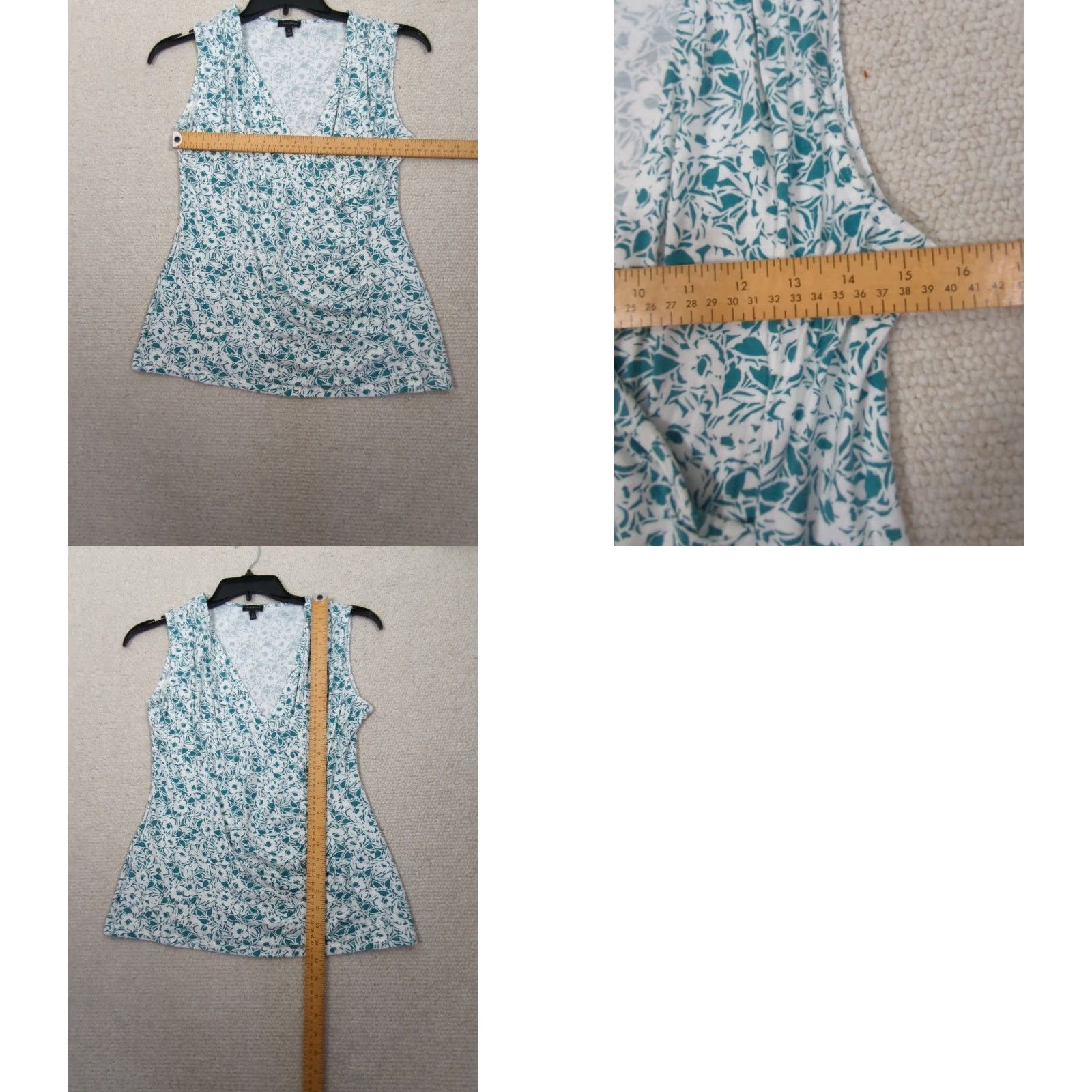 Talbots Talbots Blouse Floral Sleeveless V-Neck Faux Wrap Front Green M Regular Women's Shirt Tank Lyocell Rayon Machine Washable Size M / US 6-8 / IT 42-44 - 8 Thumbnail