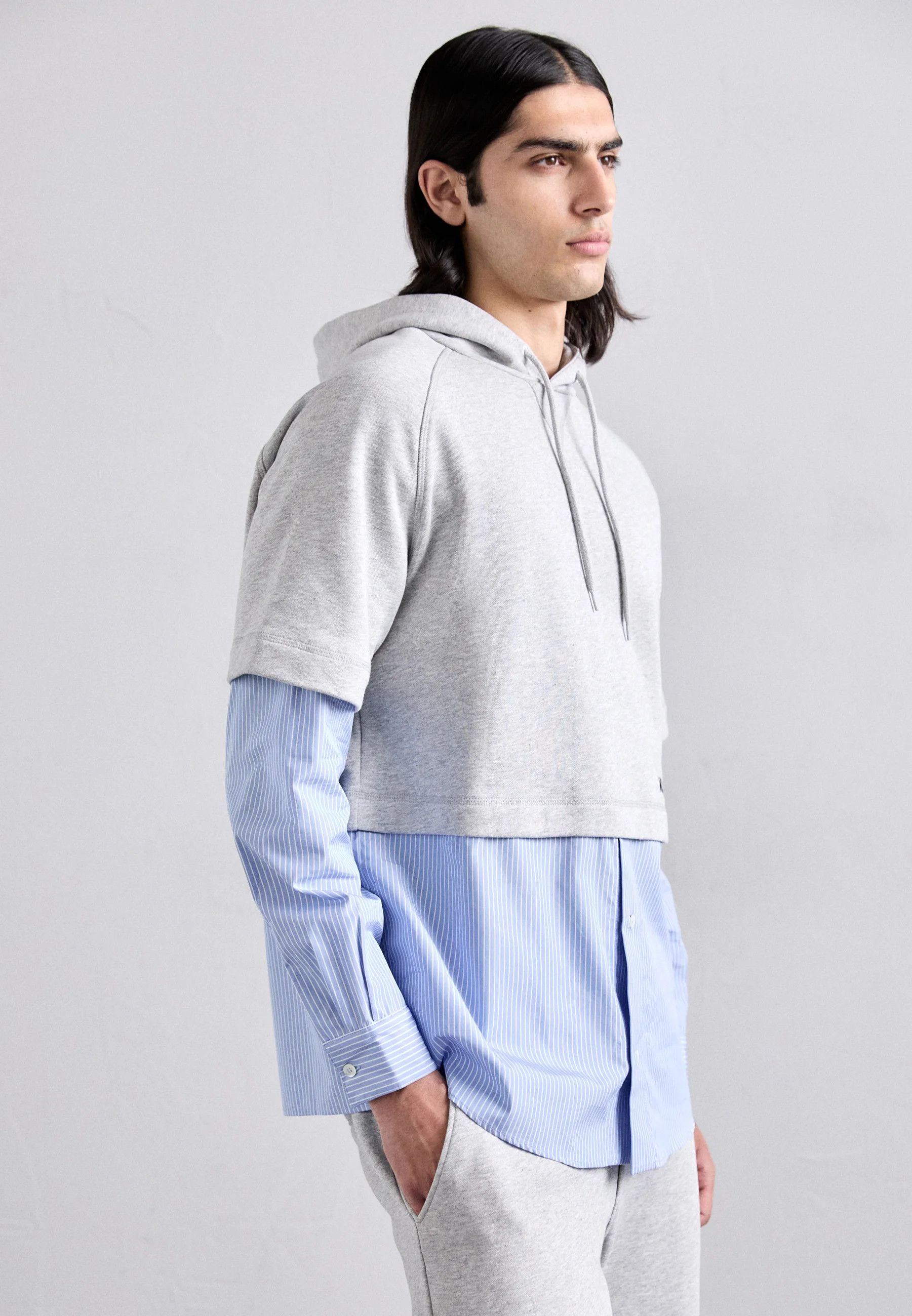 Moschino o1s22i1n0924 Hybrid Hooded Sweatshirt in Grey/Light Blue Size US XL / EU 56 / 4 - 5 Thumbnail