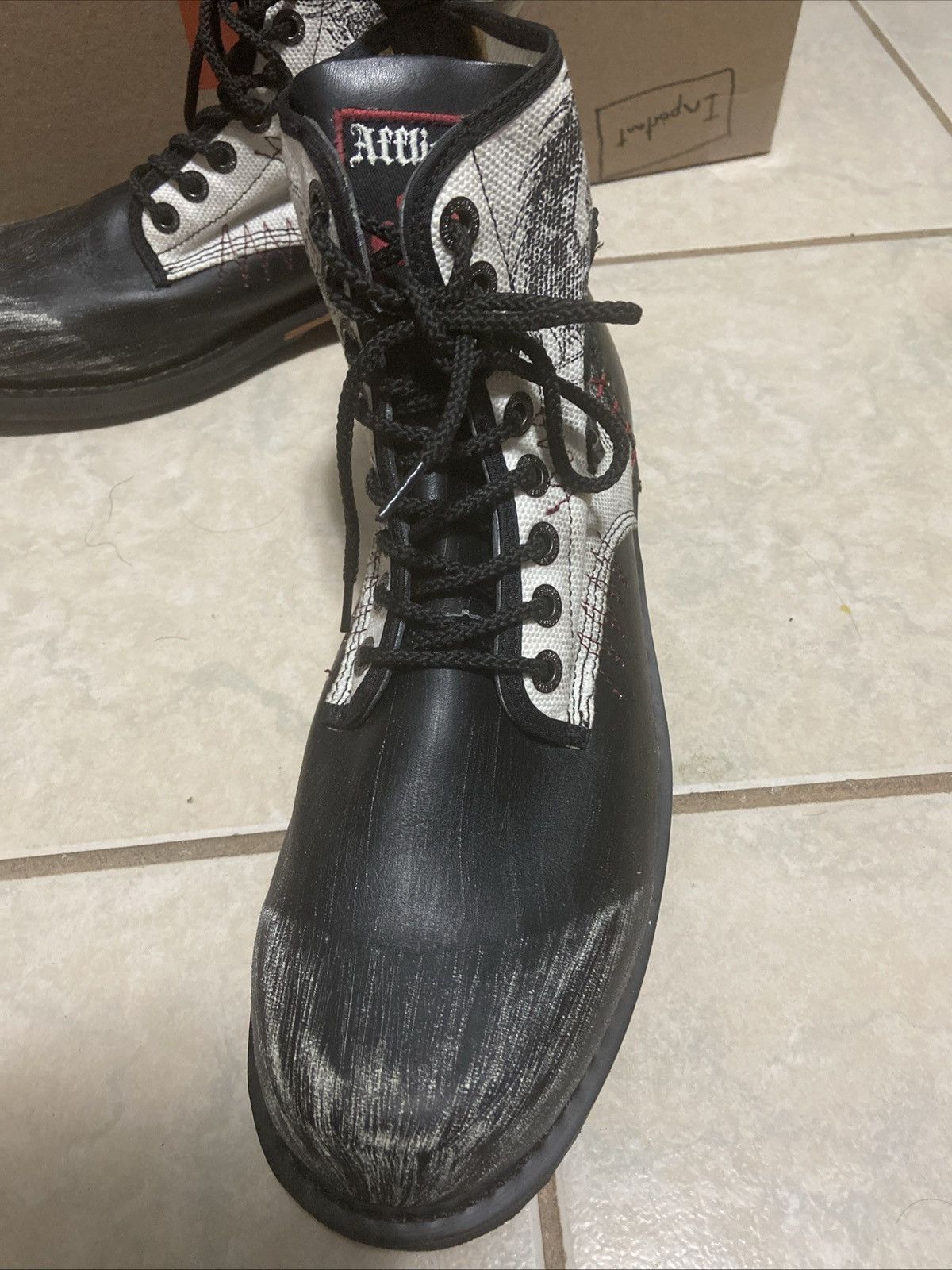 Affliction × Vintage VTG AFFLICTION Distressed Leather/Canvas Dragon Combat Boots Size US 11 / EU 44 - 4 Thumbnail
