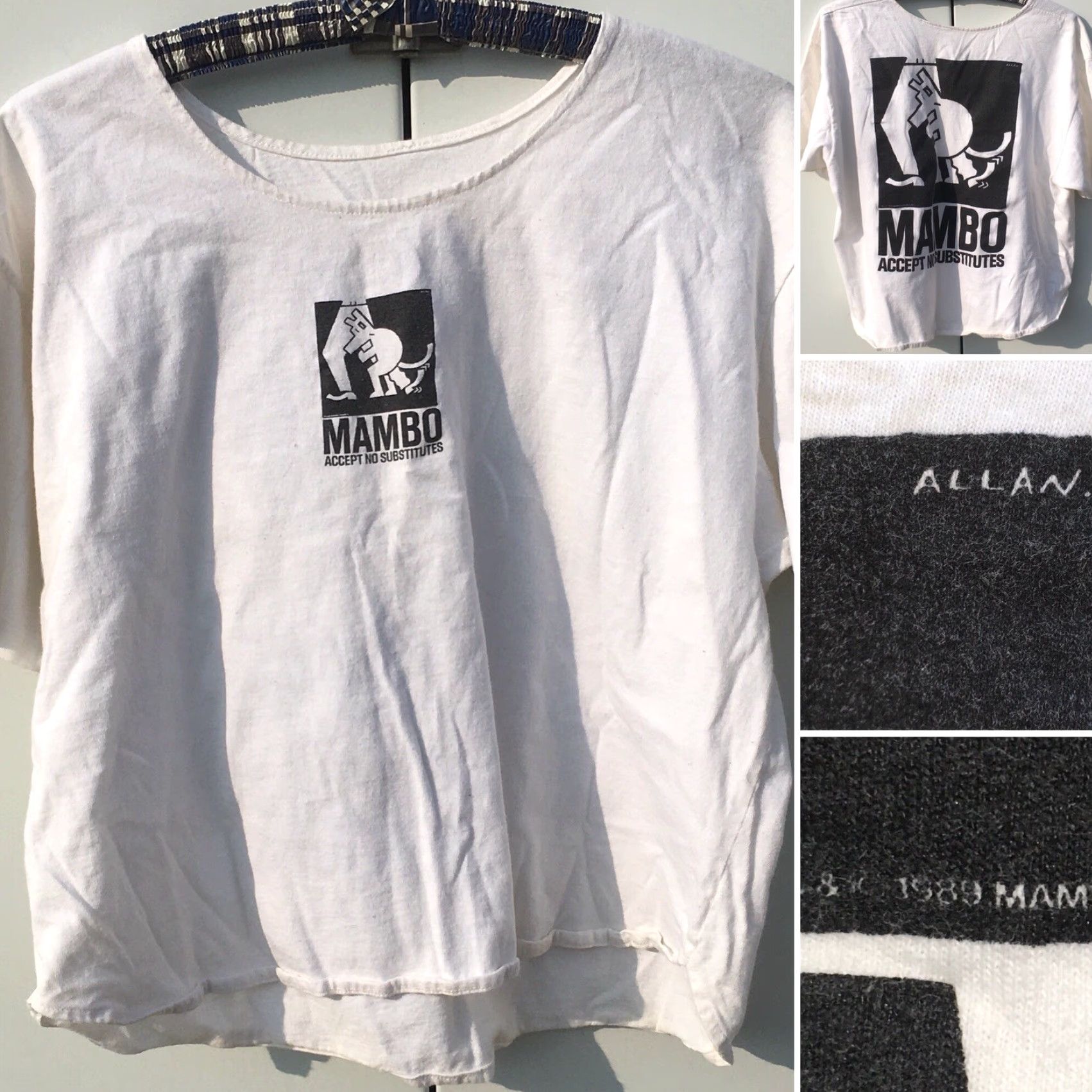 Mambo Vtg MAMBO Accept No Substitutes Crop Top T Shirt c 1989 80s 90s Surf Art Worn Mens One Size White Graphic Tee Size US M / EU 48-50 / 2 - 2 Thumbnail