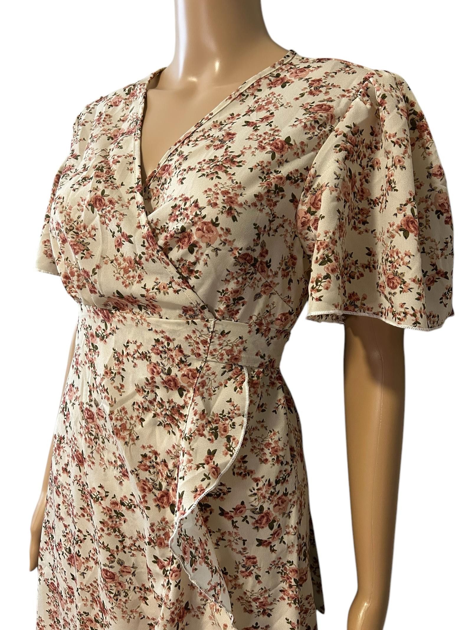 Designer Elegant Floral Wrap Dress Size 32" / US 10 / IT 46 - 3 Thumbnail