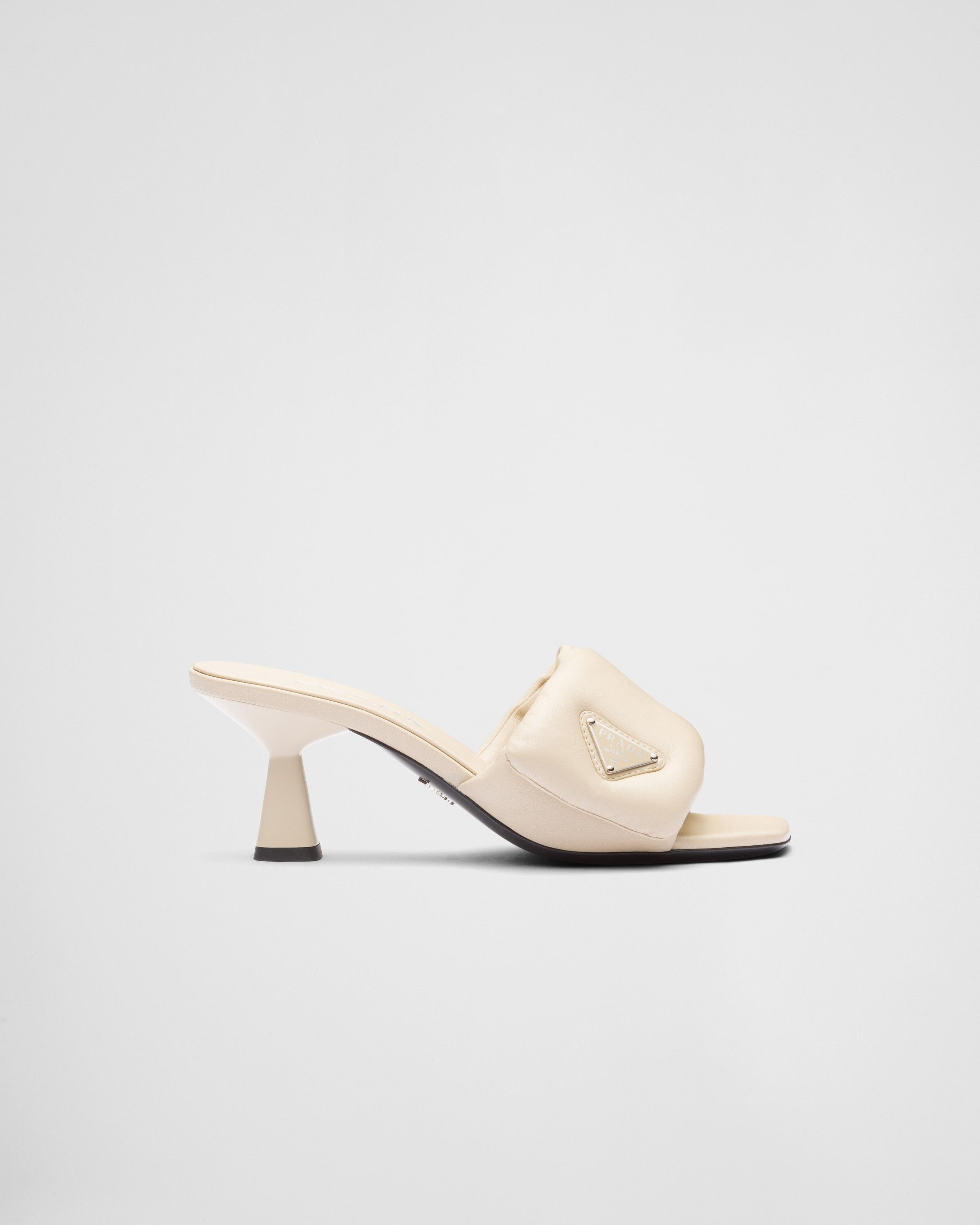 Prada oc11z0625 Soft Padded Nappa Sandals in Beige Size US 9 / IT 39 - 2 Thumbnail