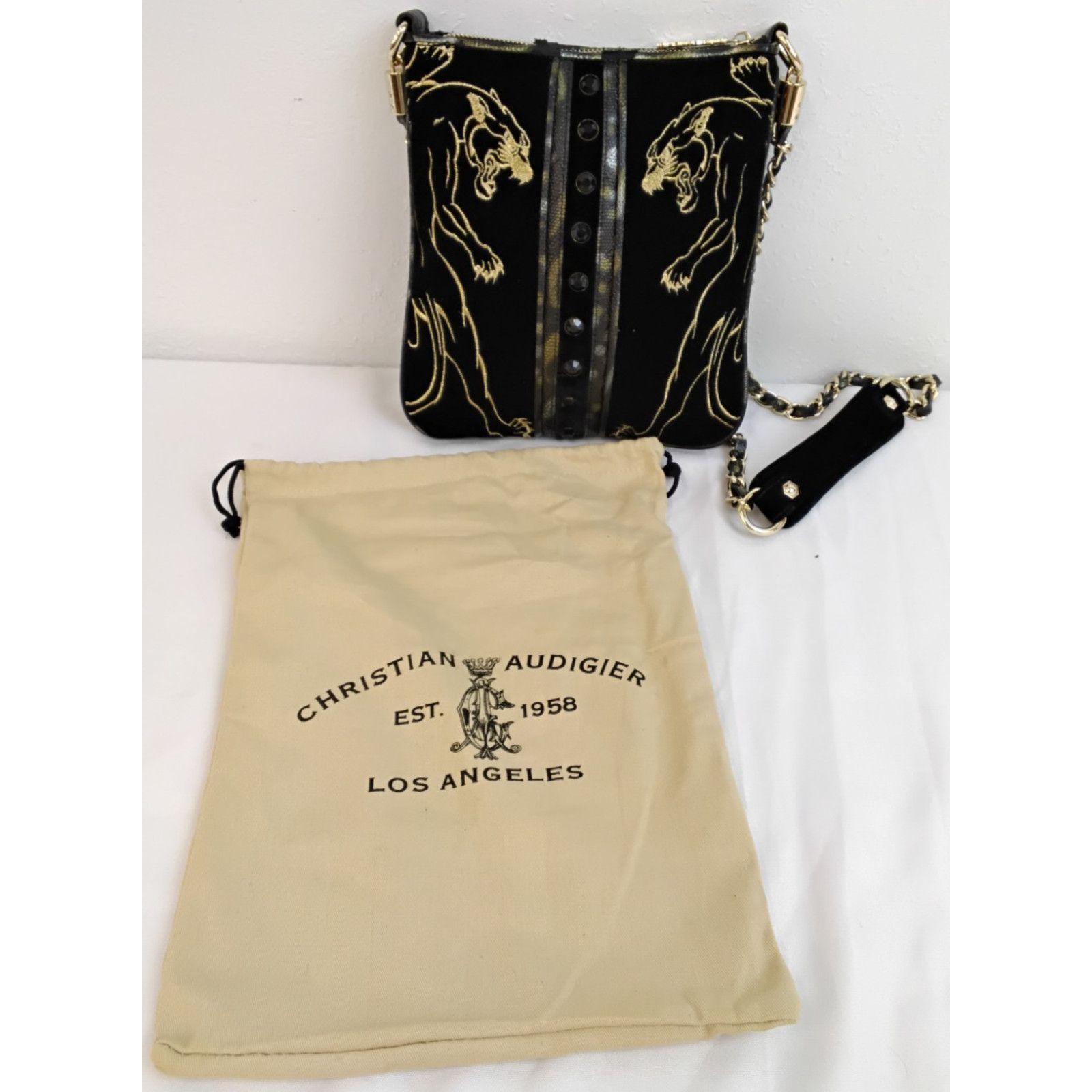 Christian Audigier Christian Audigier Crossbody Bag Black Velvet Jaguars Size ONE SIZE - 2 Thumbnail