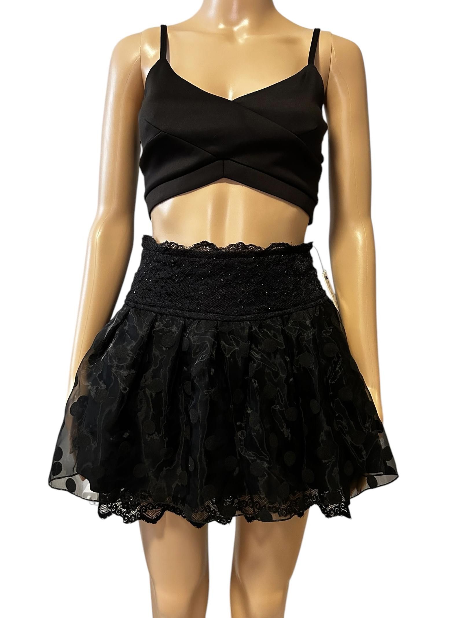Designer Stylish Black Sheer Polka Dot Skirt by Peacebird Size 32" / US 10 / IT 46 - 1 Thumbnail