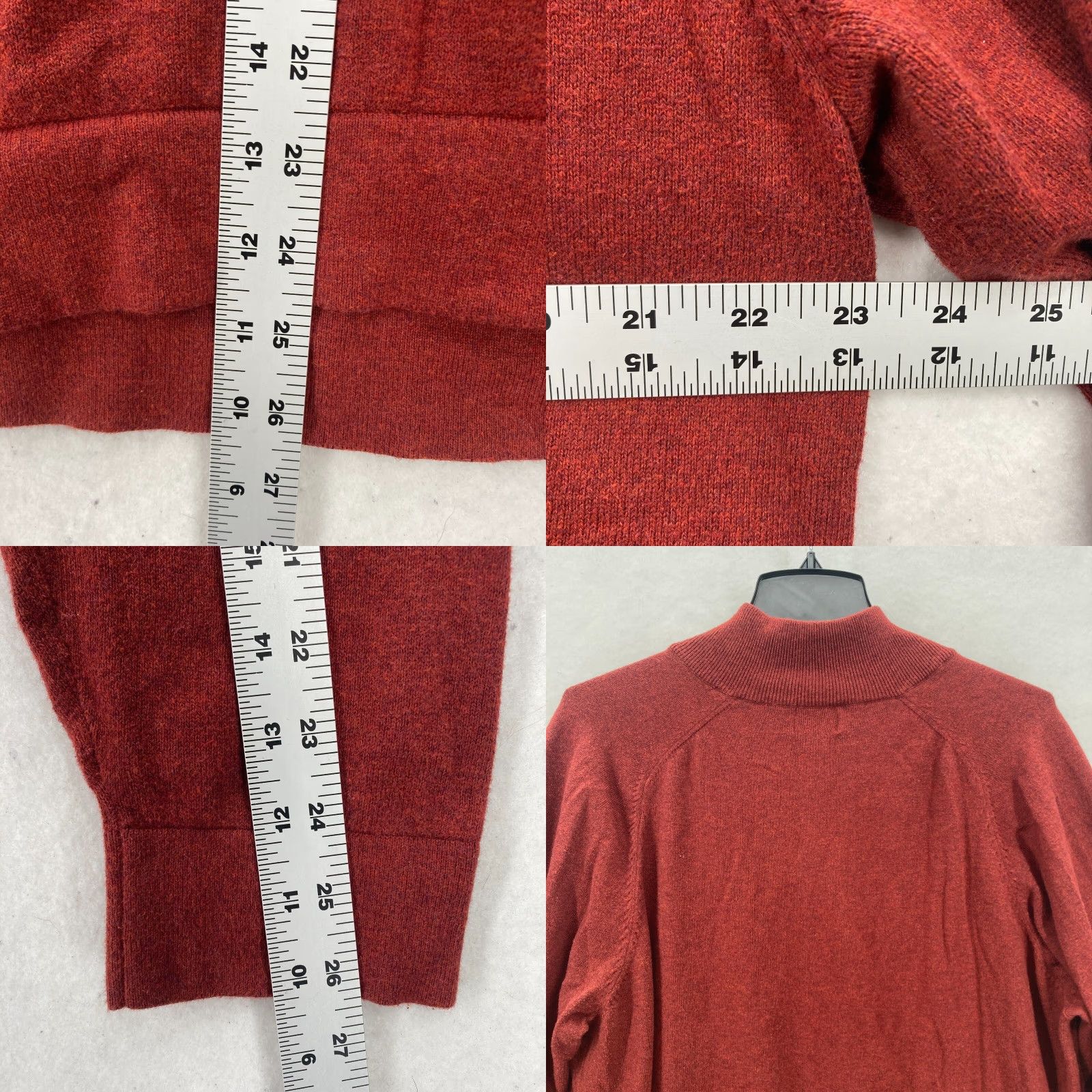 Jos. A. Bank L.L. Bean Cashmere Blend Sweater Mens L Red Mock Neck Quarter Zip Long Sleeve Size US L / EU 52-54 / 3 - 8 Thumbnail