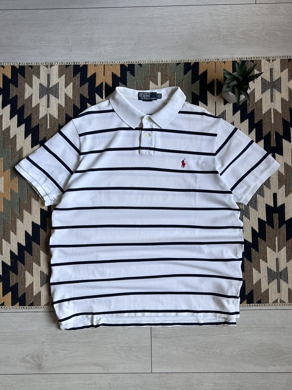 Other Vintage 90’s Polo Ralph Lauren Striped Polo T-shirt Size US XXL / EU 58 / 5 - 3 Thumbnail