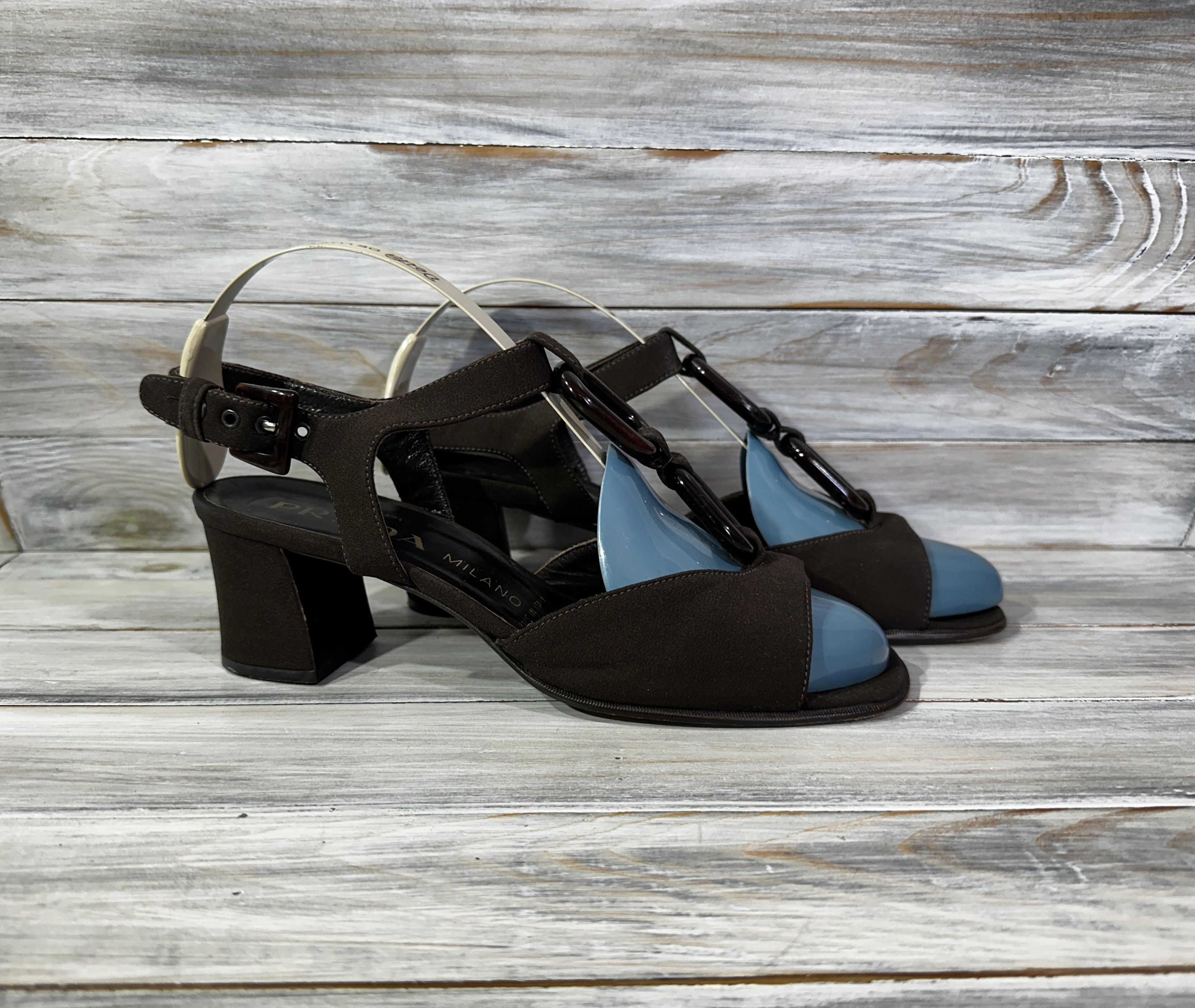 Prada Milano Made In Italy Heel Shoes Sandals Brown Luxurybrand, Women's (Size 8.5)
