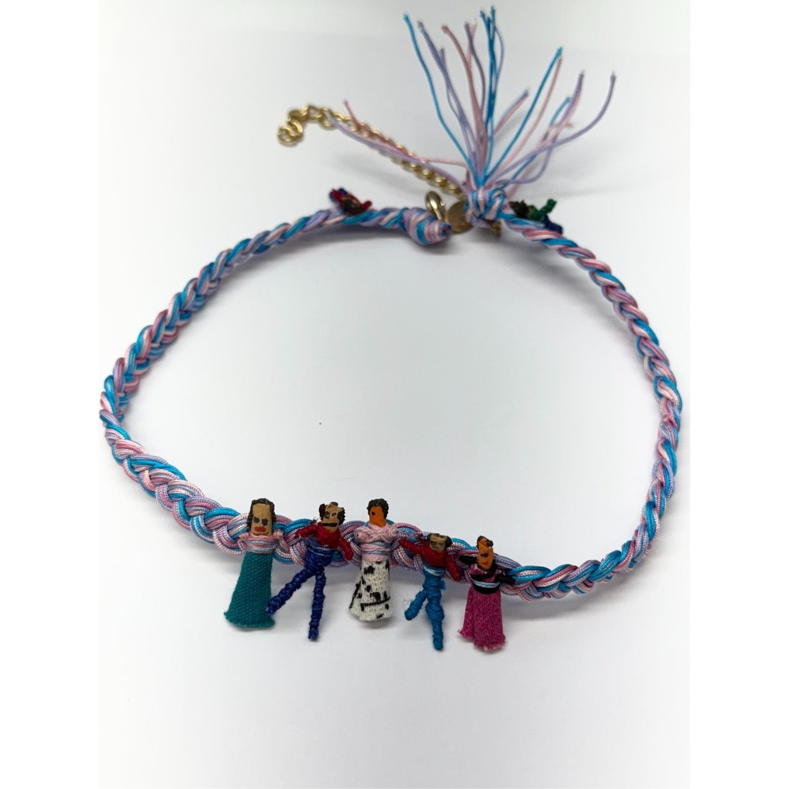 Vintage Vintage woven worry doll necklace pastel braid Size ONE SIZE - 3 Thumbnail