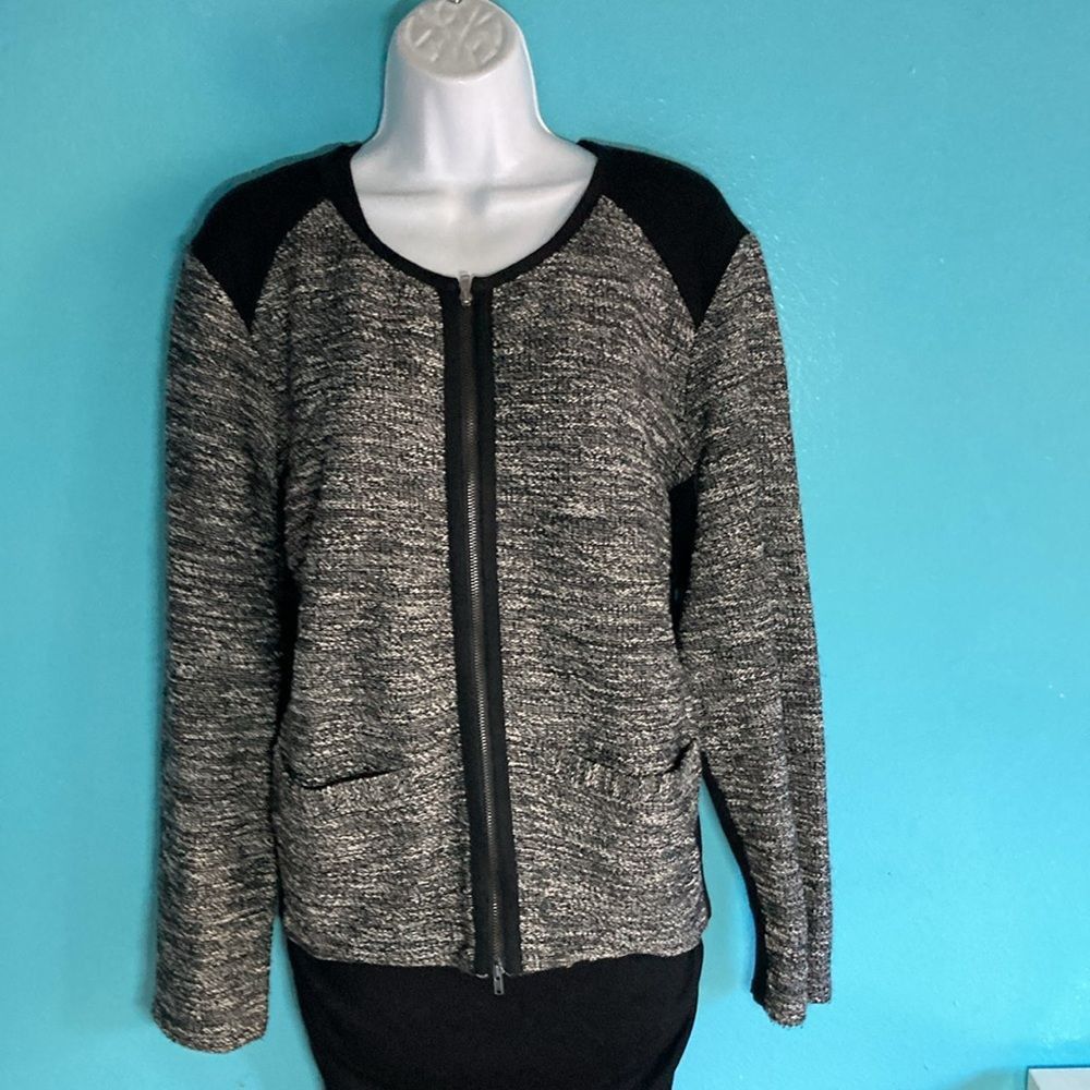Eileen Fisher Eileen Fisher Cardigan Zip Front Jacket 2X Black Tweed Stret Size XXL / US 16-18 / IT 52-54 - 1 Thumbnail