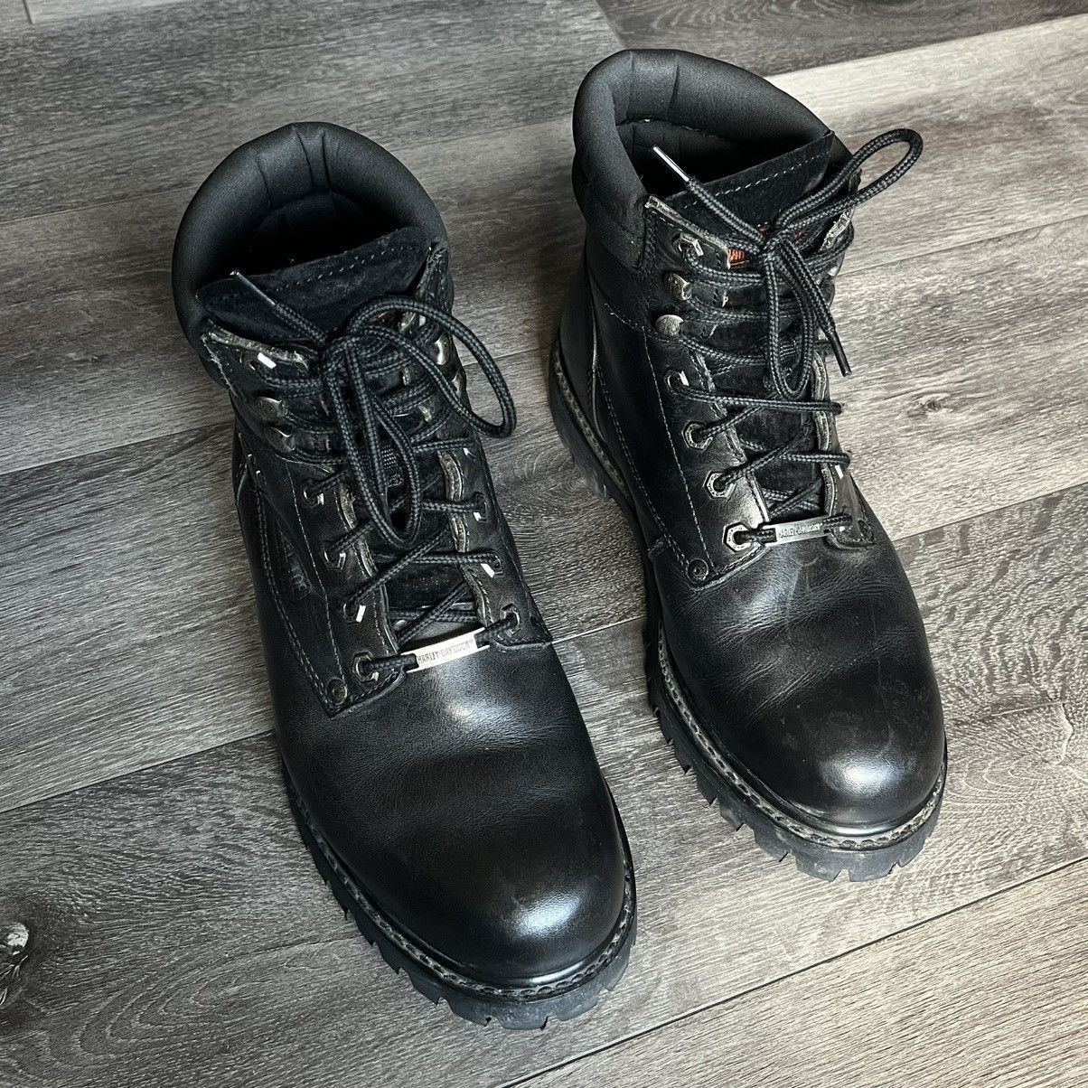 Vintage Harley-Davidson Men\'s Black Leather Steel Toe Motorcycle Boots Size 11 Harley-Davidson® Chad #D93176 Men main image 3
