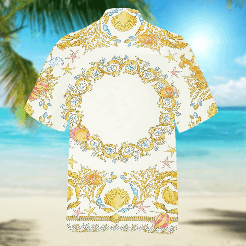 The Unbranded Brand Barocco Shirt, Baroque Print Short Sleeve Button Down Size US S / EU 44-46 / 1 - 4 Thumbnail