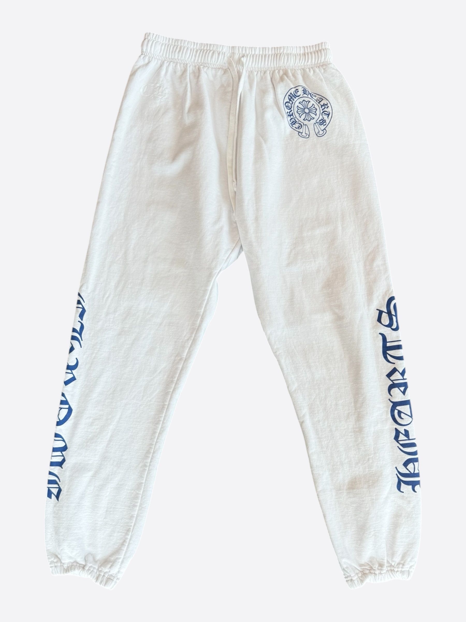 Chrome Hearts Chrome Hearts White & Blue Horseshoe Logo Sweatpants Size US 34 / EU 50 - 1 Thumbnail