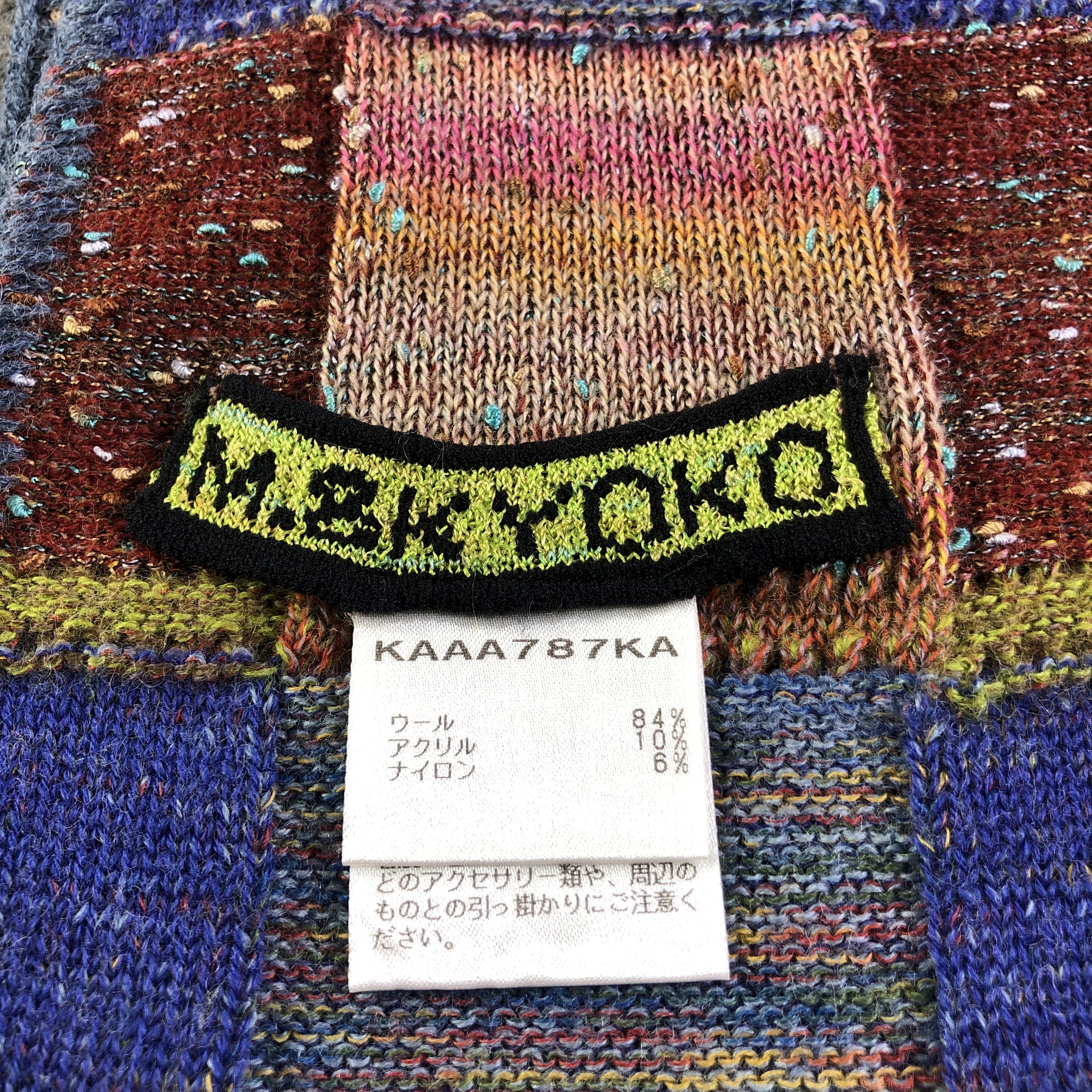 Japanese Brand M & Kyoko Patches Wool Scarf Muffler Neckwear V2805 Size ONE SIZE - 5 Thumbnail