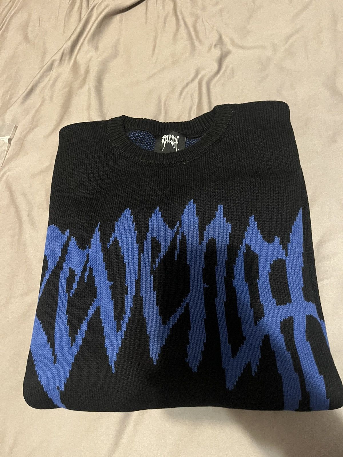 Revenge Revenge Black/Blue Arch Logo Knit Sweater Size US L / EU 52-54 / 3 - 3 Thumbnail
