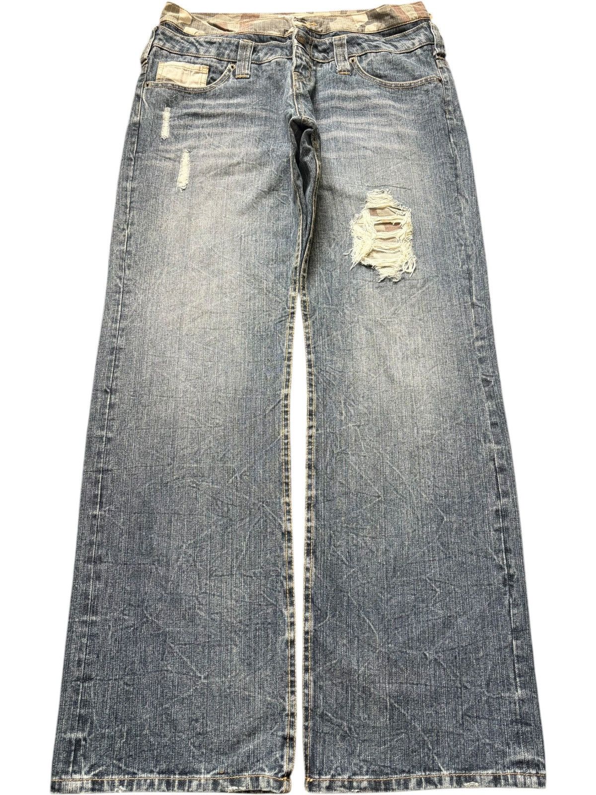 Fubu Vintage Japanese Brand Double Waist Distress Baggy Jeans Size 32" / US 10 / IT 46 - 1 Thumbnail