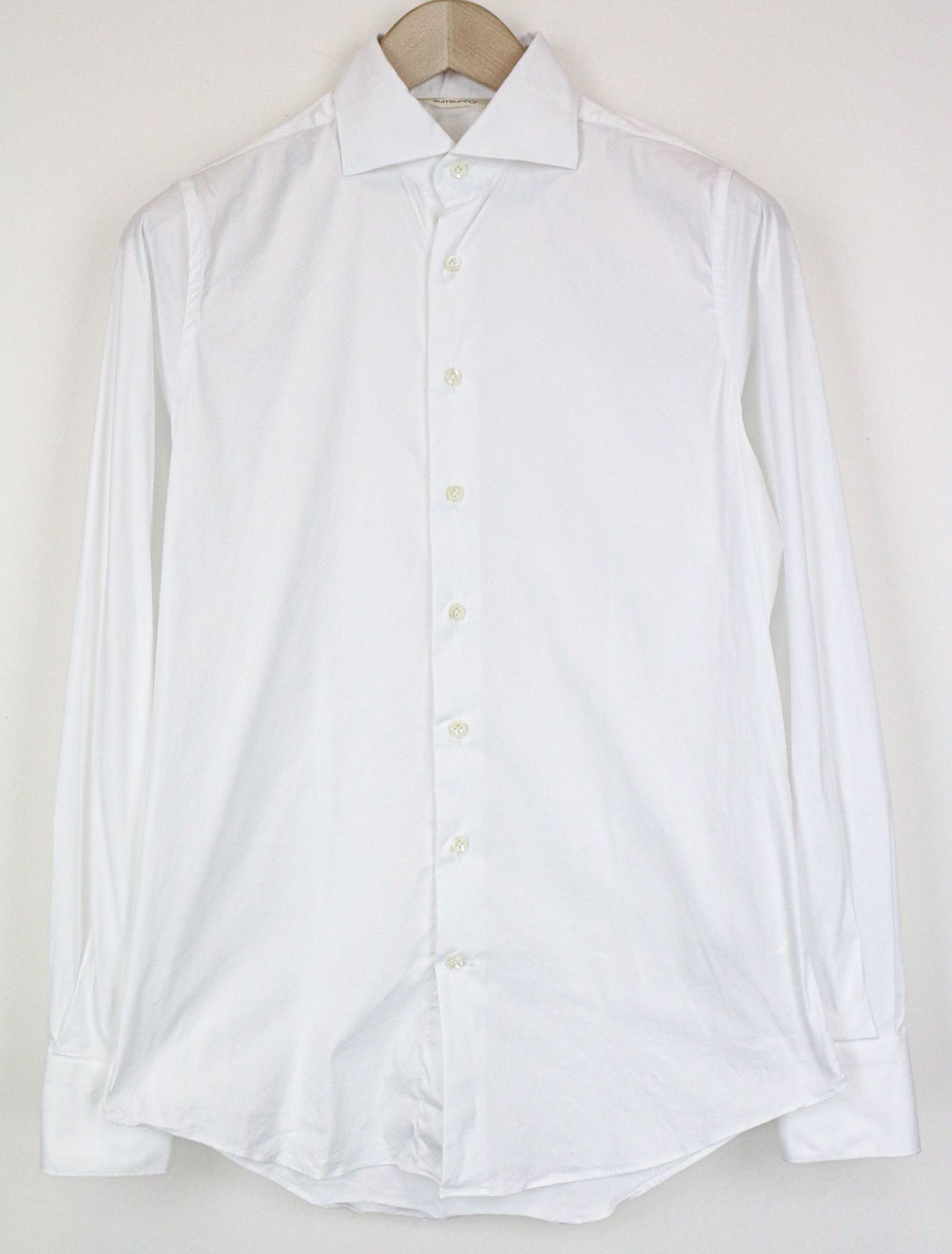 Suitsupply 2XS Extra Slim White Cotton Cutaway Shirt 79427 Size US XXS / EU 40 - 1 Thumbnail
