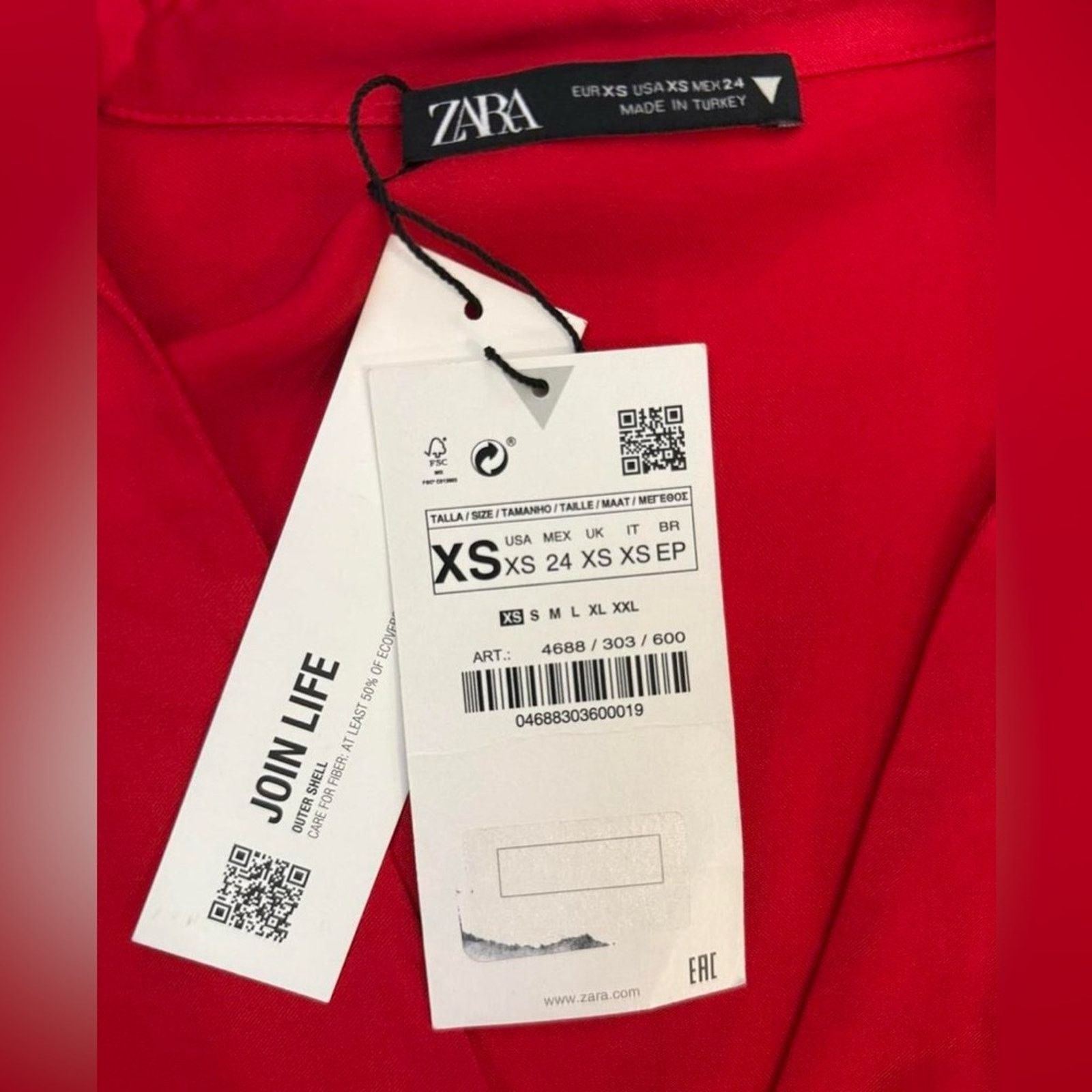 Zara Zara Elegant Red Gathered Dress Size XS NWT Hot Red Mini Size XS / US 0-2 / IT 36-38 - 6 Thumbnail