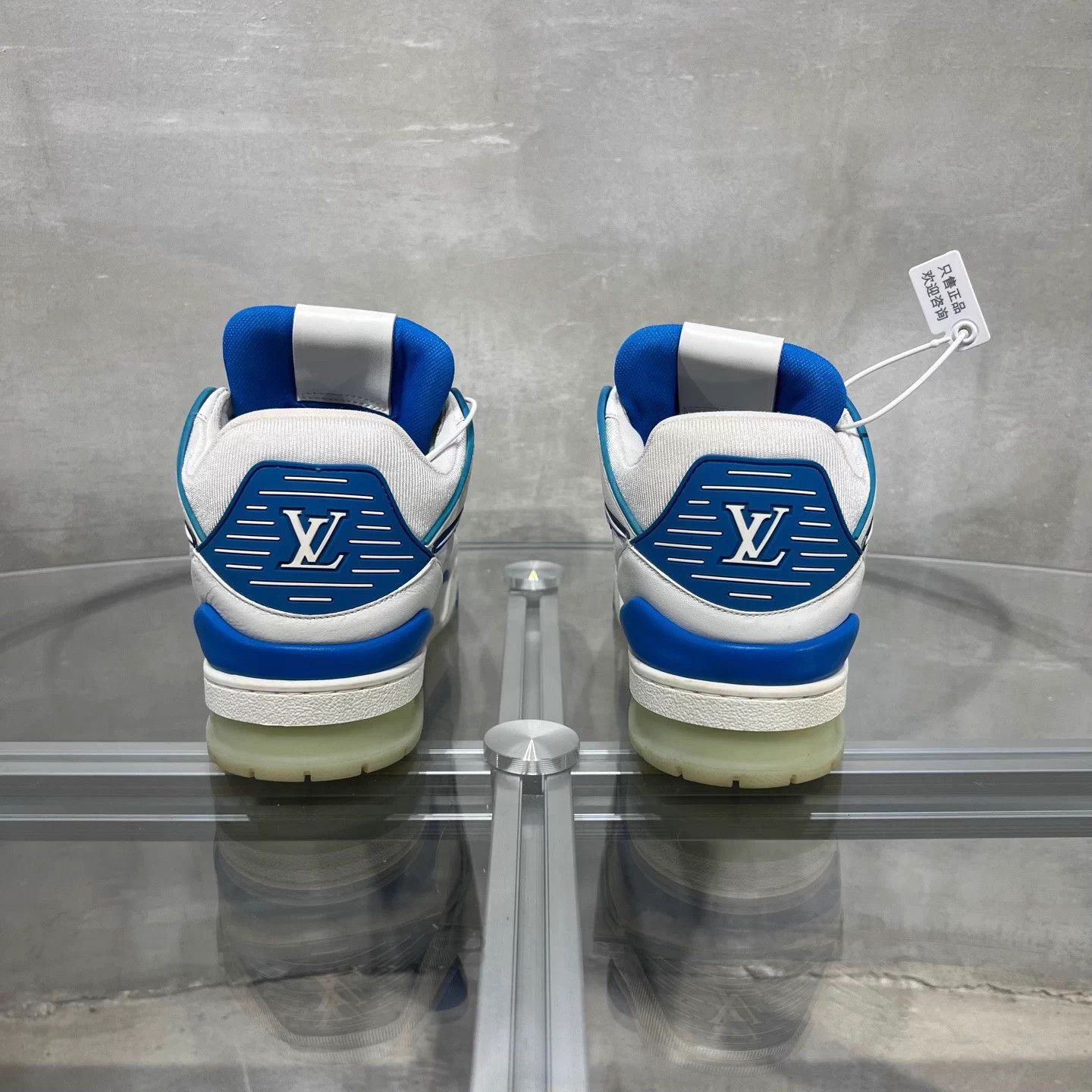 Louis Vuitton LV Trainer High Top White Blue UK8.5 42.5 Size US 9 / EU 42 - 6 Thumbnail