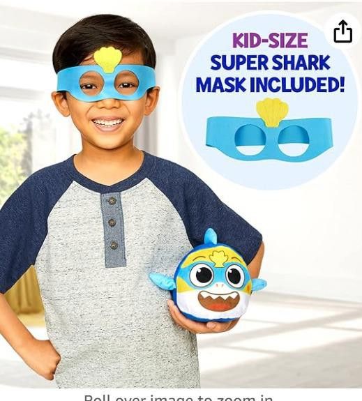 Designer Baby Shark plush - Reverse to turn into Super Shark glasses! Size ONE SIZE - 3 Thumbnail
