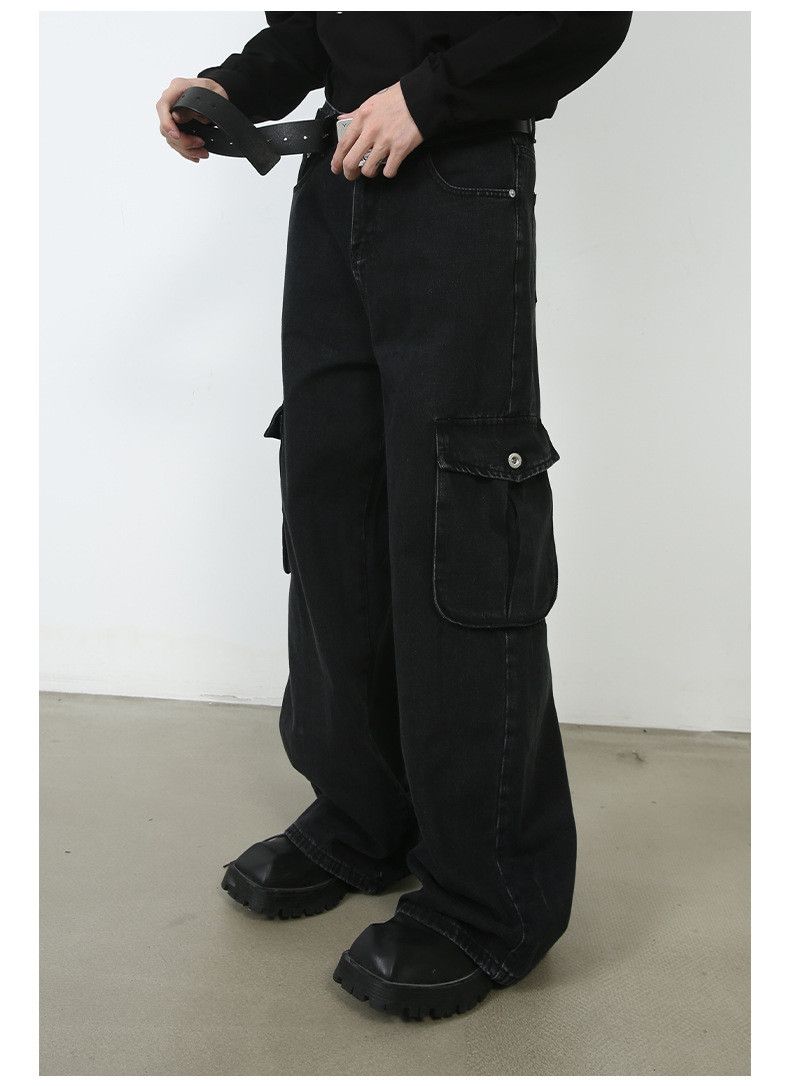 Japanese Brand × Jean Black Street Vintage Loose Straight Cargo Jeans Size US 32 / EU 48 - 3 Thumbnail