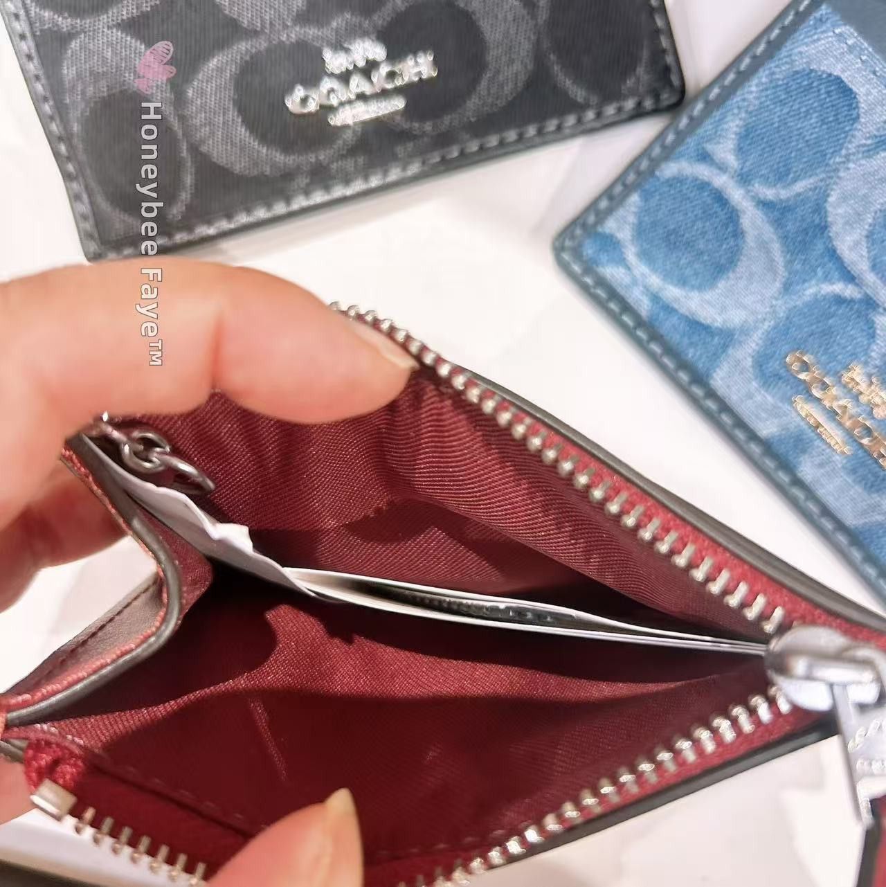 Coach Mini Skinny Id Case In Signature Denim CDN29 Size ONE SIZE - 3 Thumbnail