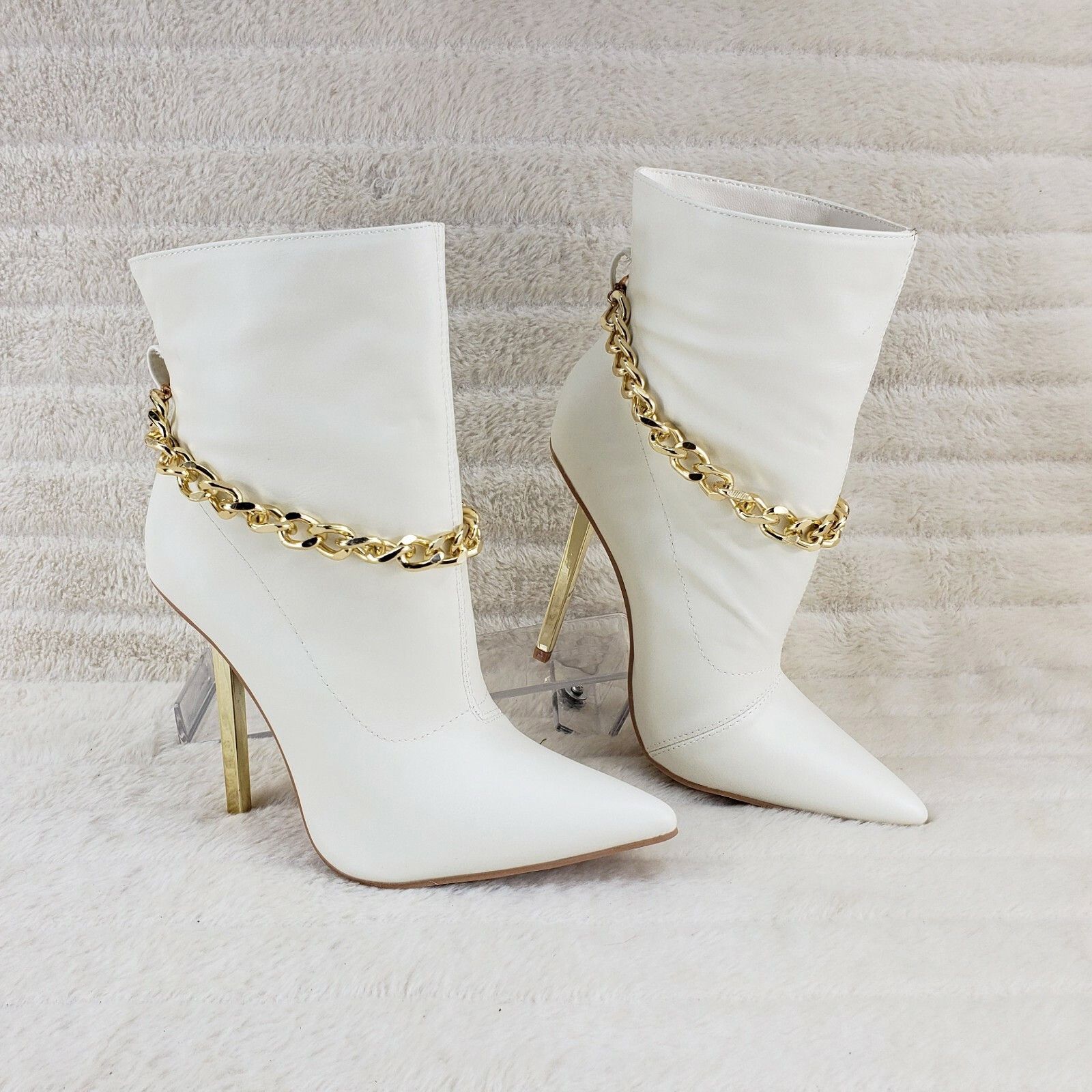 Other Venomous White Pointy Toe Spike Stiletto Heel Ankle Boots Go Size US 8.5 / IT 38.5 - 3 Thumbnail