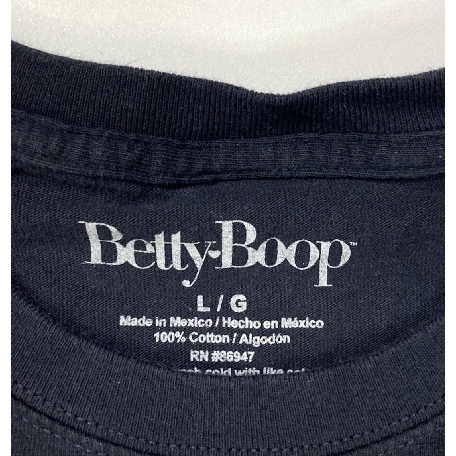 Vintage Betty Boop T-Shirt Women Large Black Short Sleeve Cropped Graphic Motorcycle Retro Size L / US 10 / IT 46 - 4 Thumbnail