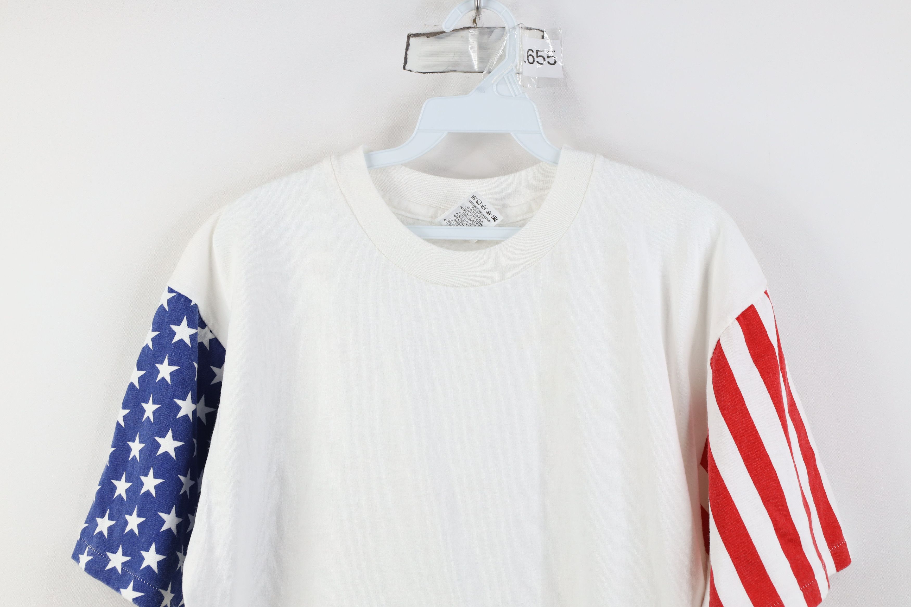 Vintage Vintage 90s Streetwear Flag Short Sleeve T-Shirt White USA Size US L / EU 52-54 / 3 - 2 Thumbnail