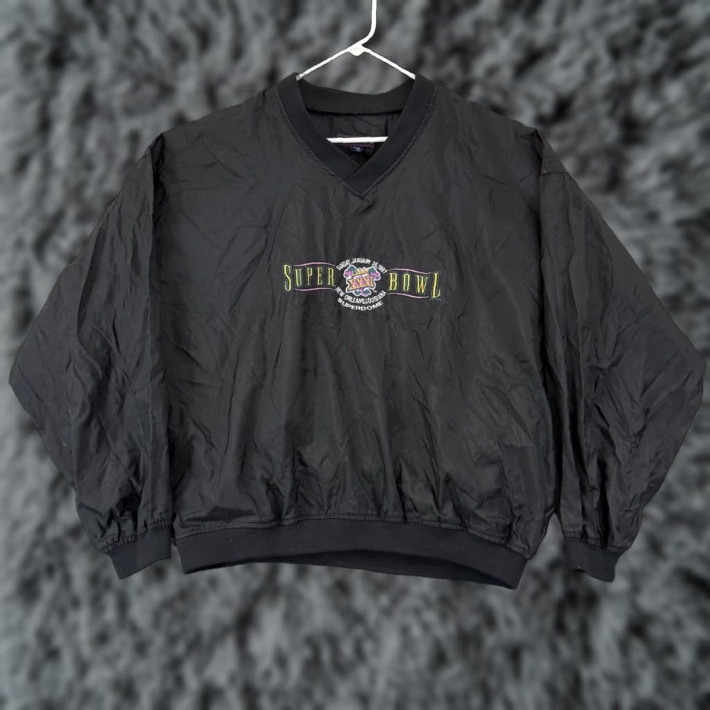 Fruit Of The Loom VINTAGE Windbreaker Mens XL Black 90s NFL Football Super Bowl XXXI Football Nike Shirt Size US XL / EU 56 / 4 - 1 Thumbnail