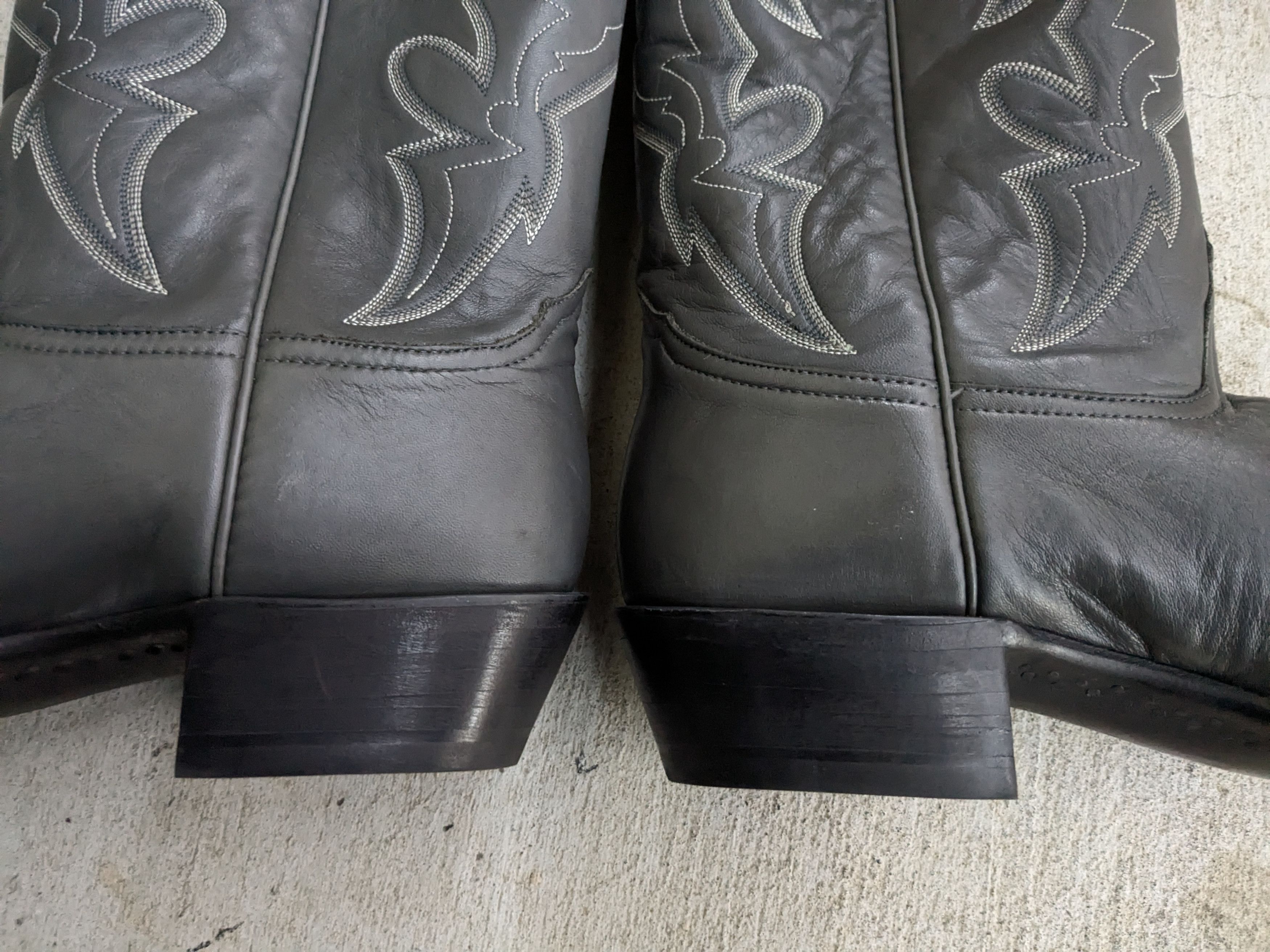 Nocona Nocona Cowboy Boots Gray 11.5 D Leather USA Black Size US 11.5 / EU 44-45 - 14 Thumbnail