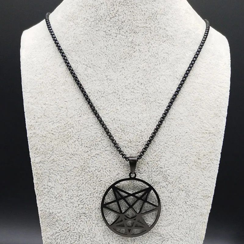 Jewelry Nine Angles Satan Hidden Pendant Necklace Emblem Talisman Size ONE SIZE - 5 Thumbnail