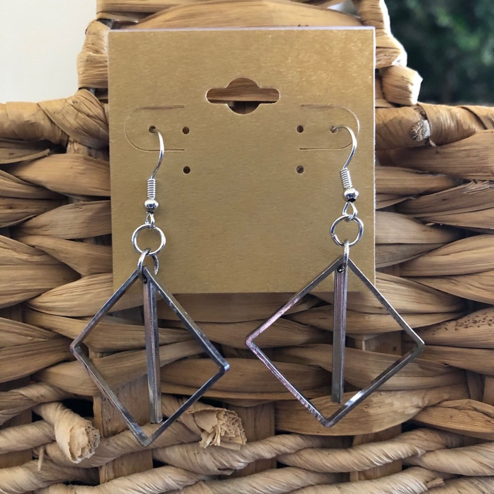 Vintage Vintage silver tone triangle & bar dangle earrings Size ONE SIZE - 1 Thumbnail