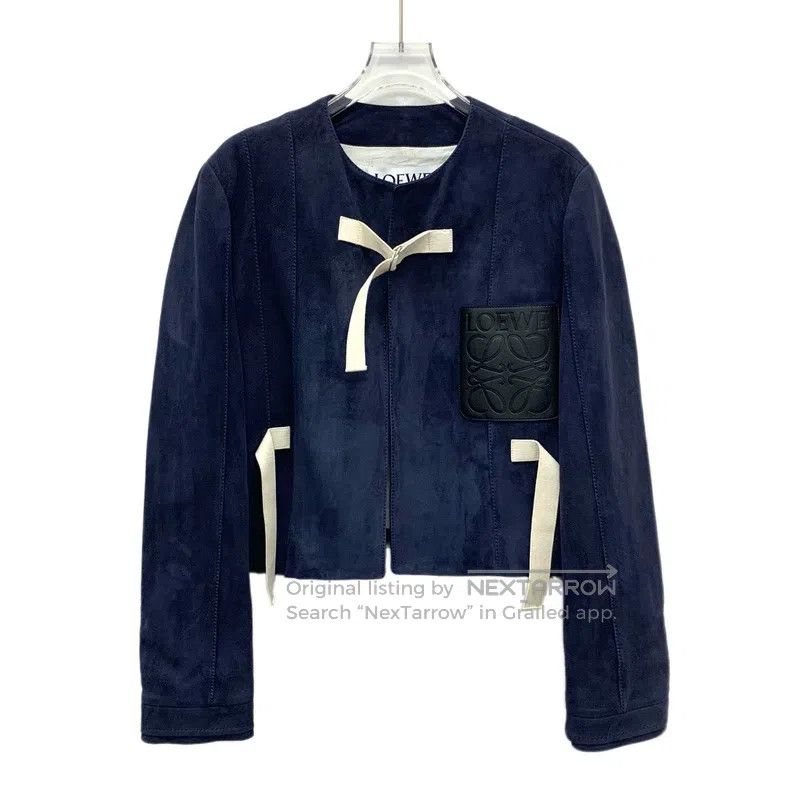Loewe Loewe Dark Blue Lamb Leather Logo Embossed Long Sleeve Jac Size XS / US 0-2 / IT 36-38 - 1 Thumbnail