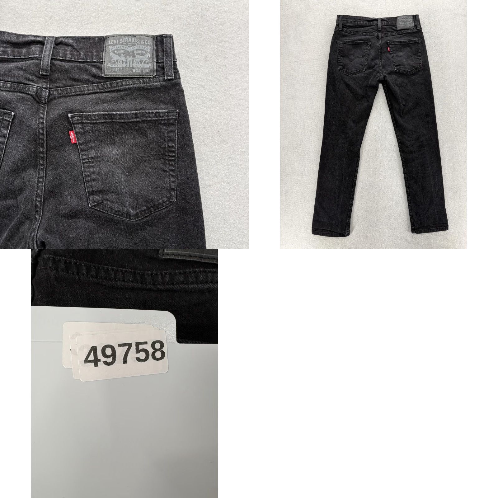 Levi's VINTAGE Levis 511 Jeans Mens 31x32 Black Charcoal Wash Slim Straight Denim Stretch Pants Size US 31 - 9 Thumbnail